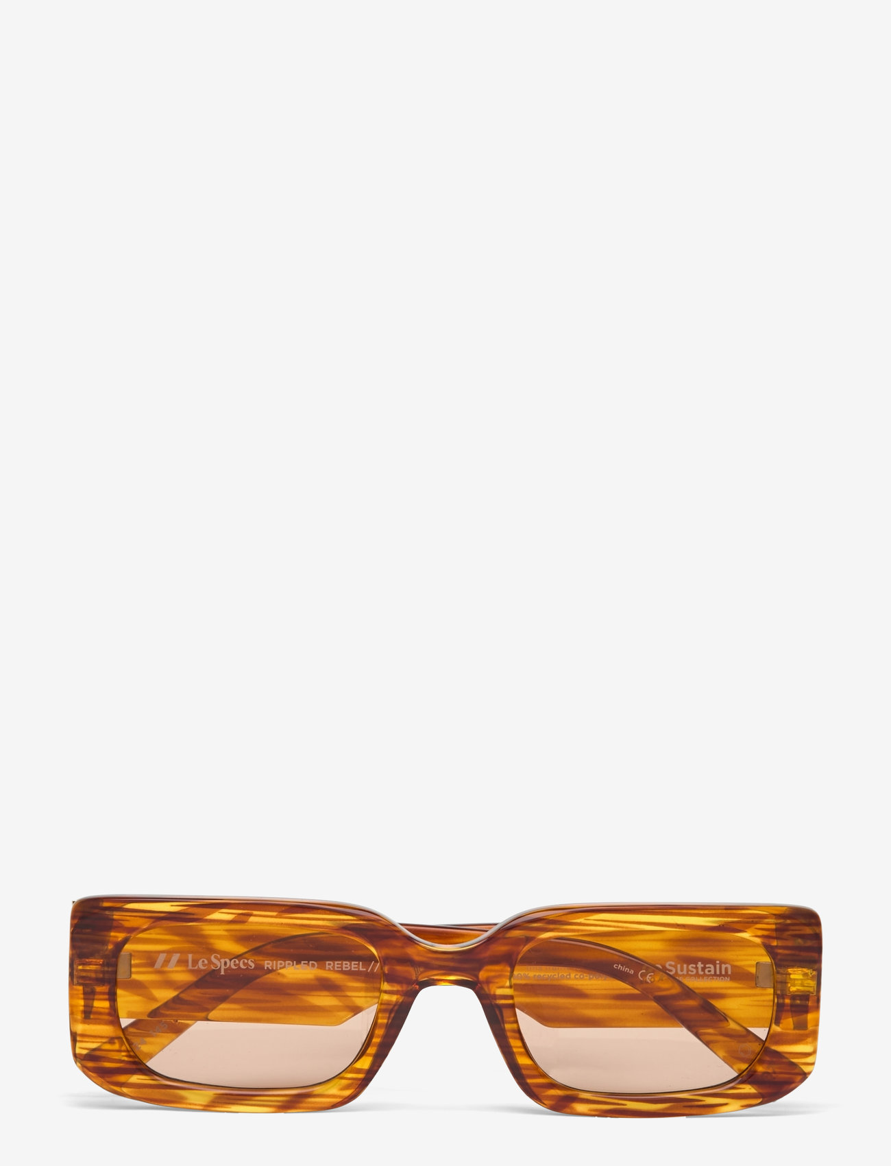 Le Specs - LE SUSTAIN - RIPPLED REBEL - rechthoekig model - woodstripe w/ nutmeg tint lens - 1