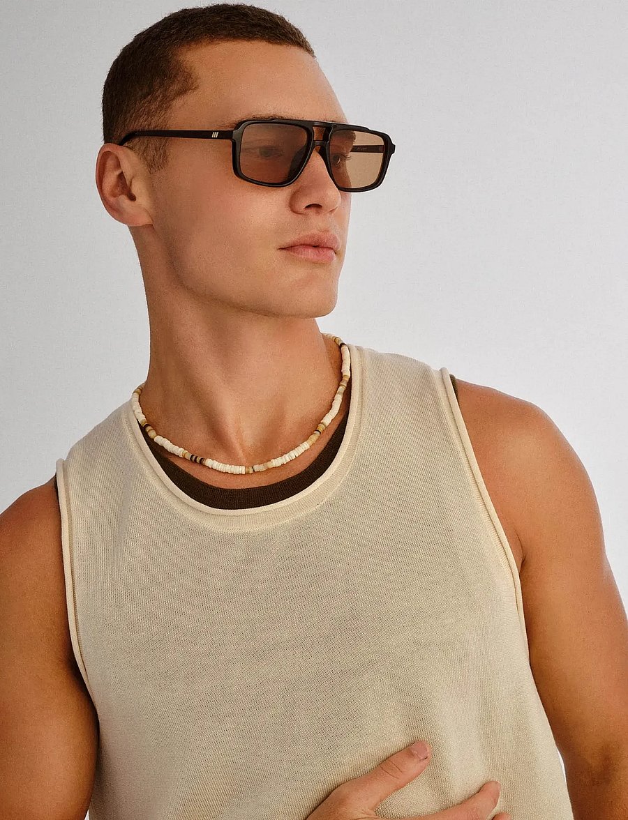 Le Specs - LE GARS - eckiger rahmen - black w/ light brown mono lens - 5