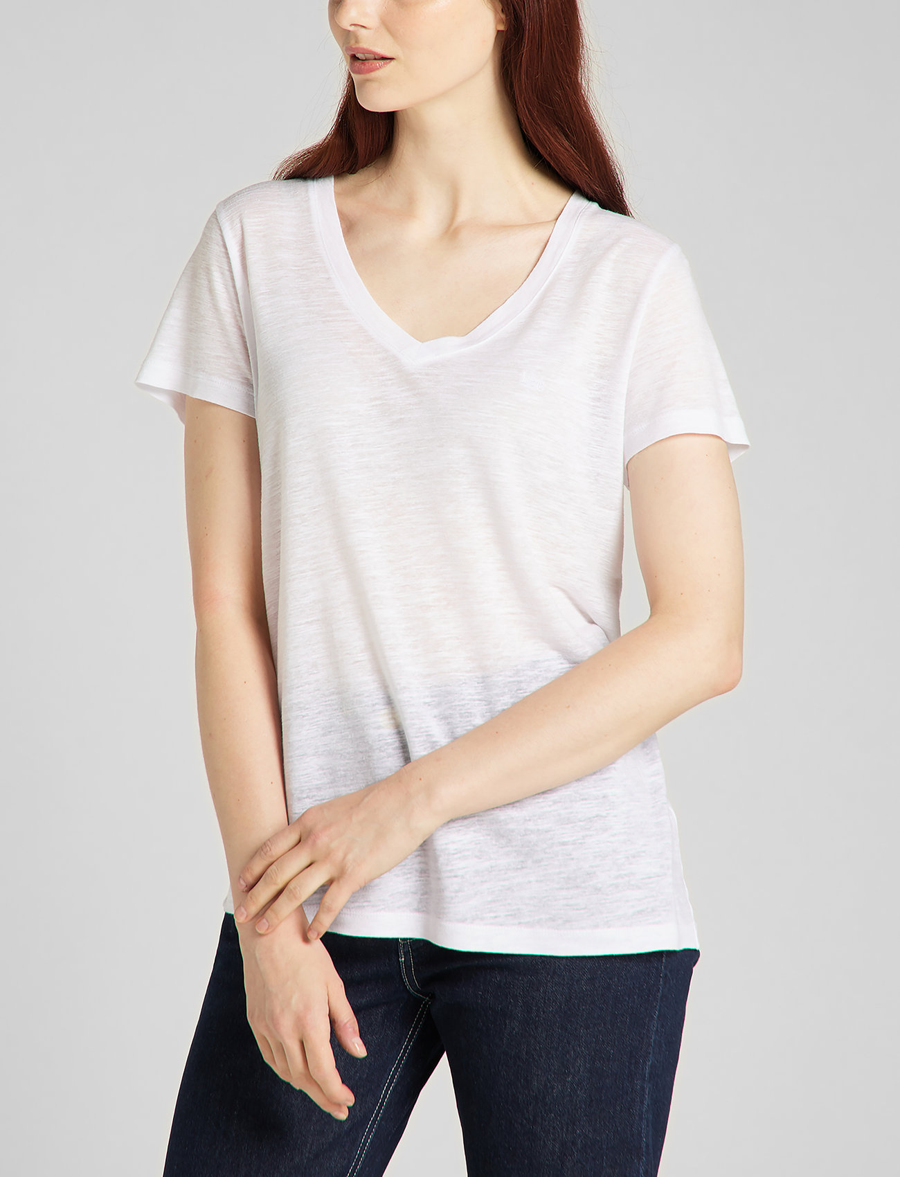 Lee Jeans - V NECK TEE - t-skjorter - bright white - 0