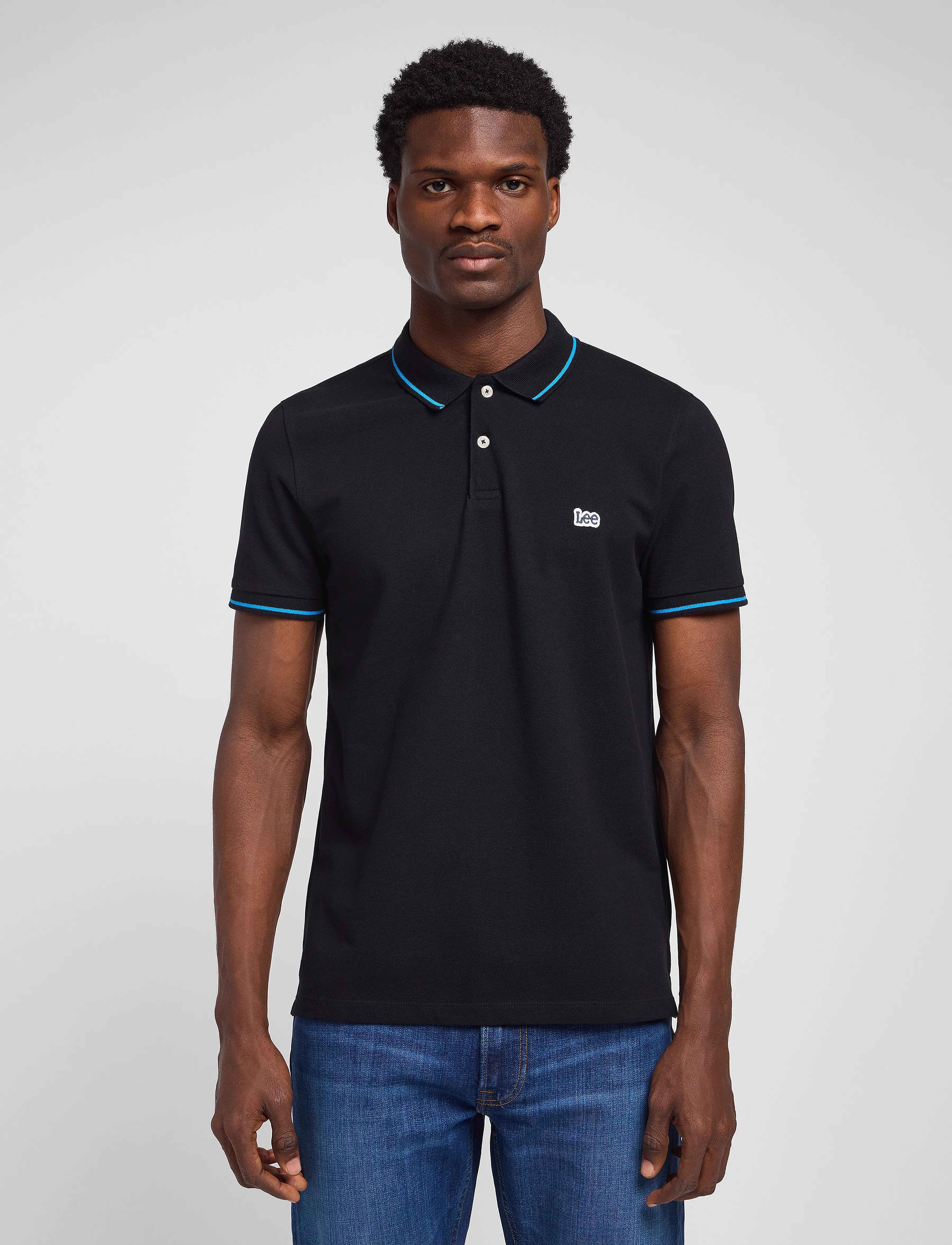 Lee Jeans Pique Polo, Mænd, Pique Polo T-Shirt, Sort, Str: S