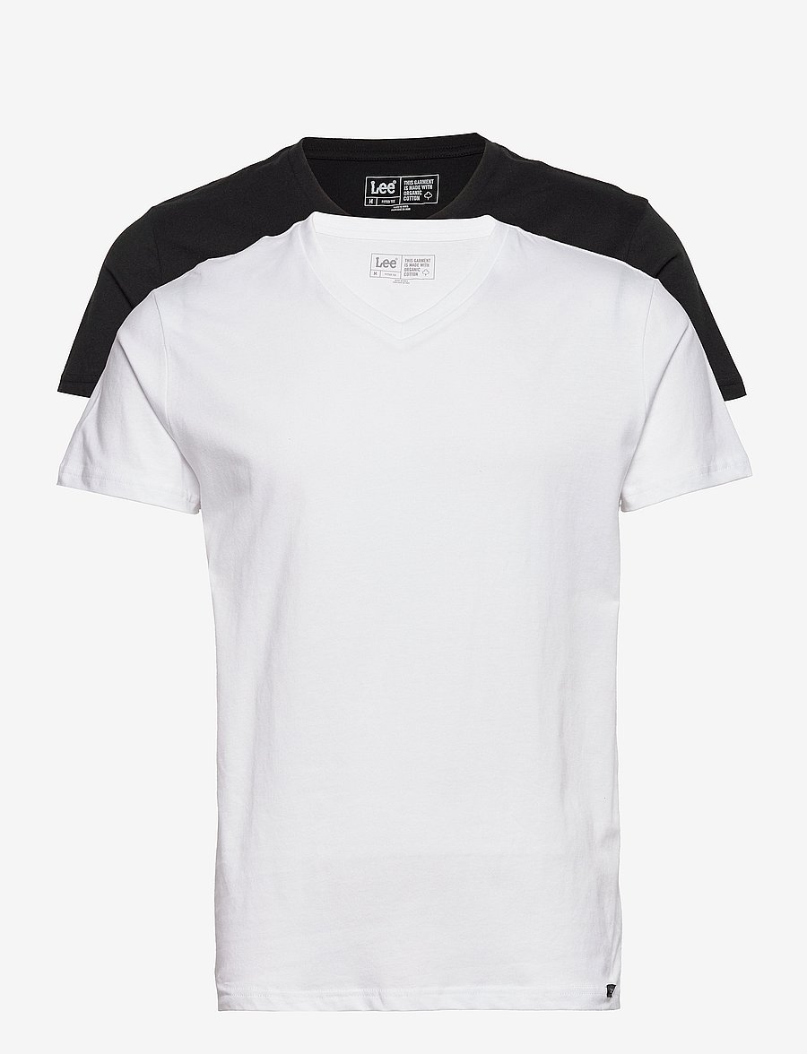 Lee Jeans - TWIN PACK V NECK - multipack t-shirts - black white - 1