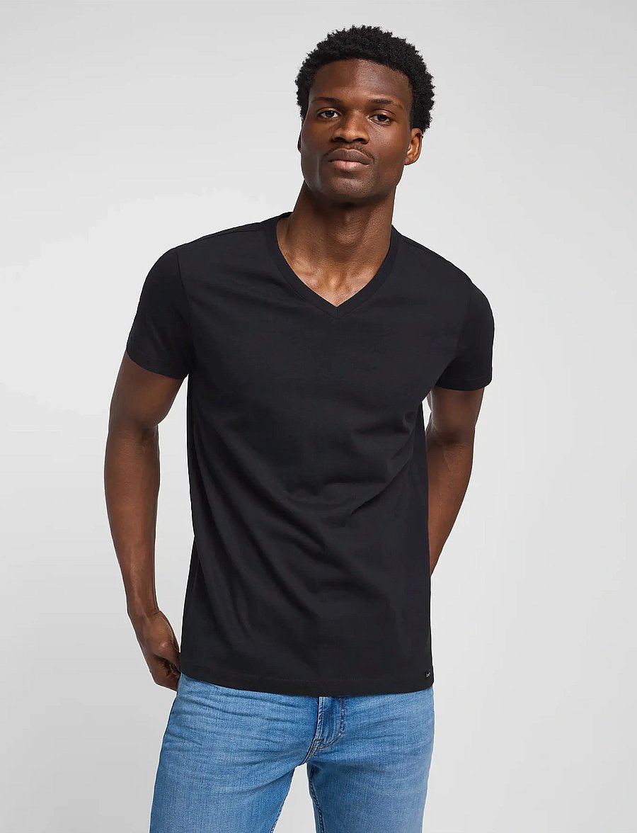 Lee Jeans - TWIN PACK V NECK - multipack t-shirts - black white - 0
