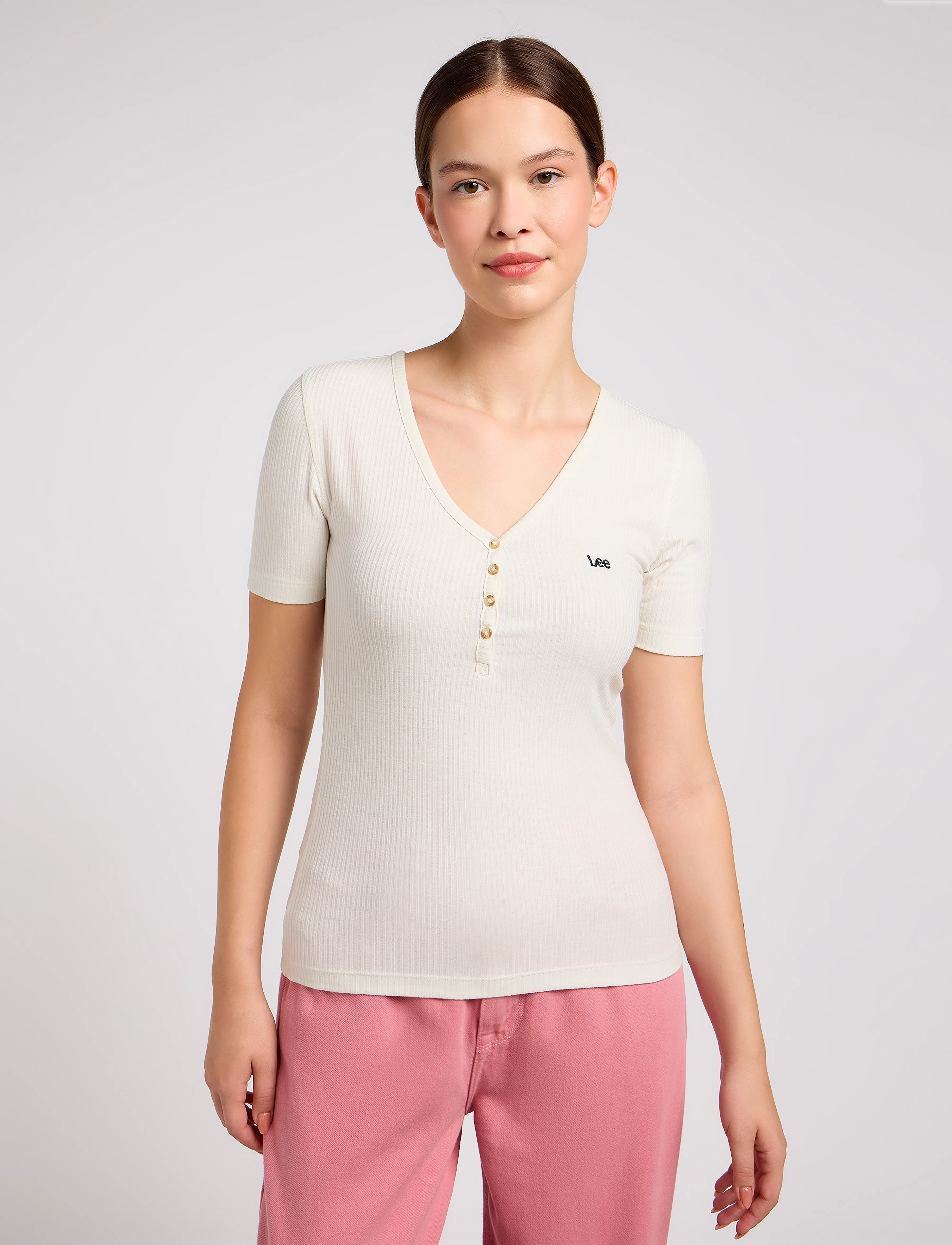 Lee Jeans - Ss Henley - t-shirts - ecru - 3