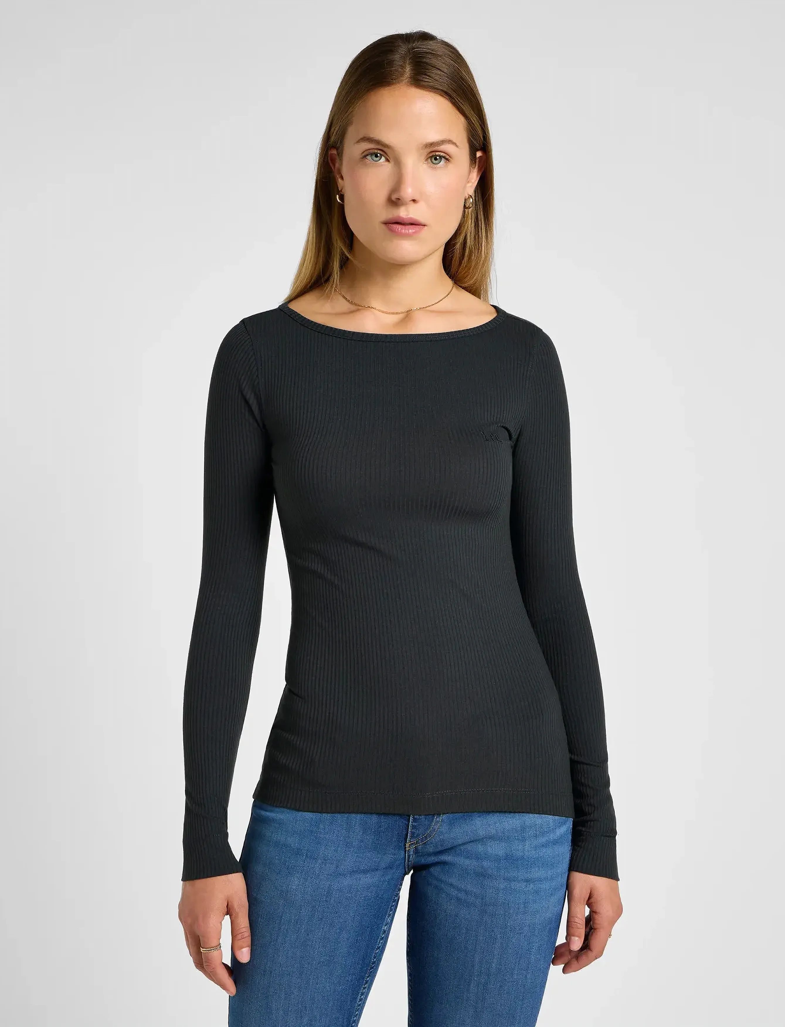 Lee Jeans LS BOAT NECK TEE - Lee Jeans - CHARCOAL / grey