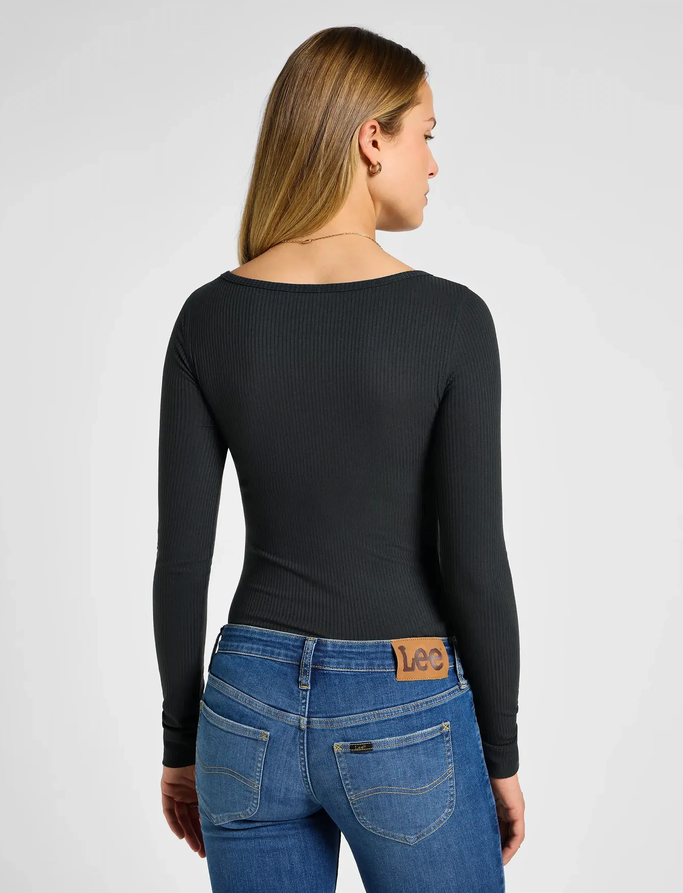 Lee Jeans - LS BOAT NECK TEE - long-sleeved tops - charcoal - 3