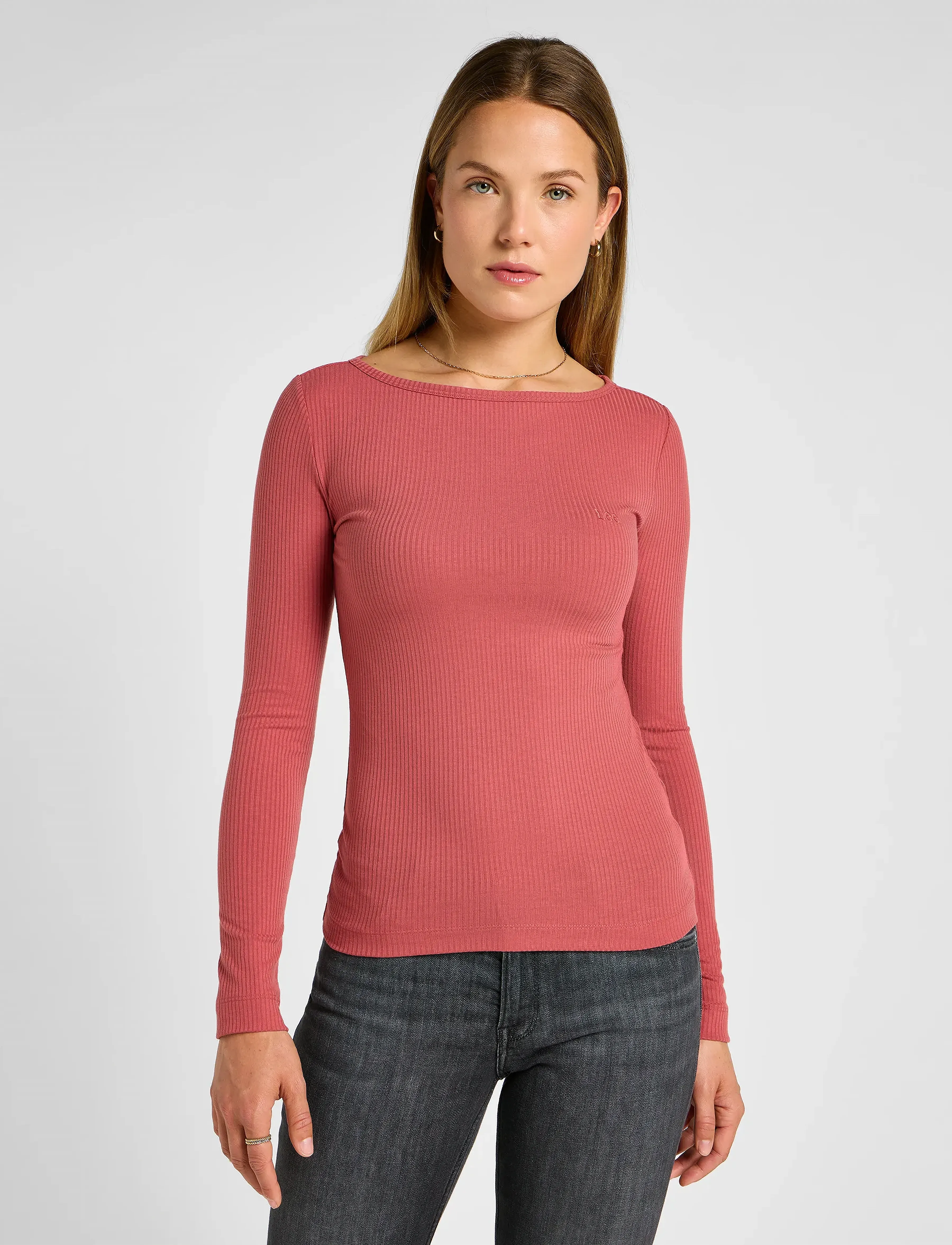 Lee Jeans LS BOAT NECK TEE - T-shirts & Toppe - CINNAMON / pink/rose