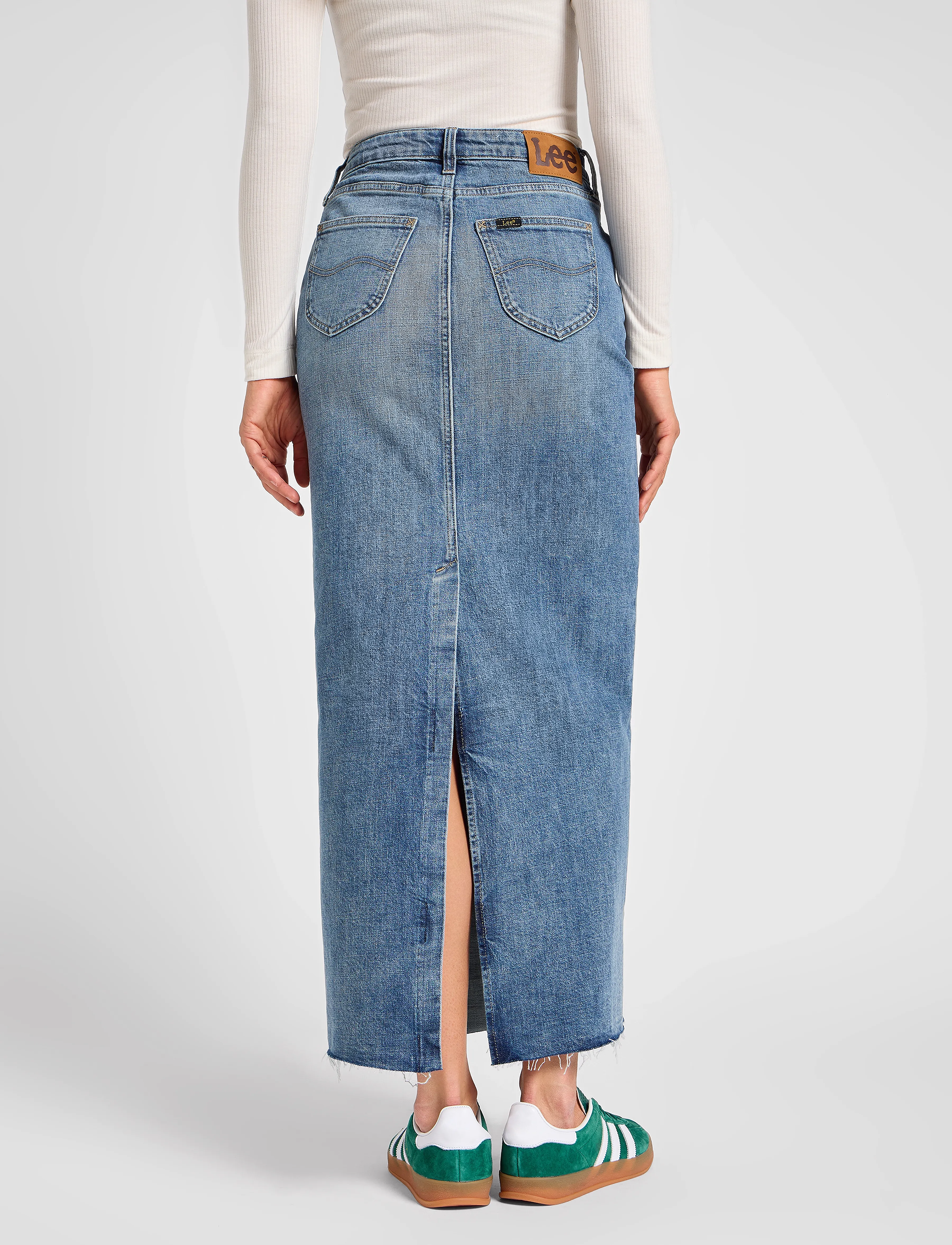 Lee Jeans - Back Slit Maxi Skirt - denimnederdele - set free - 3