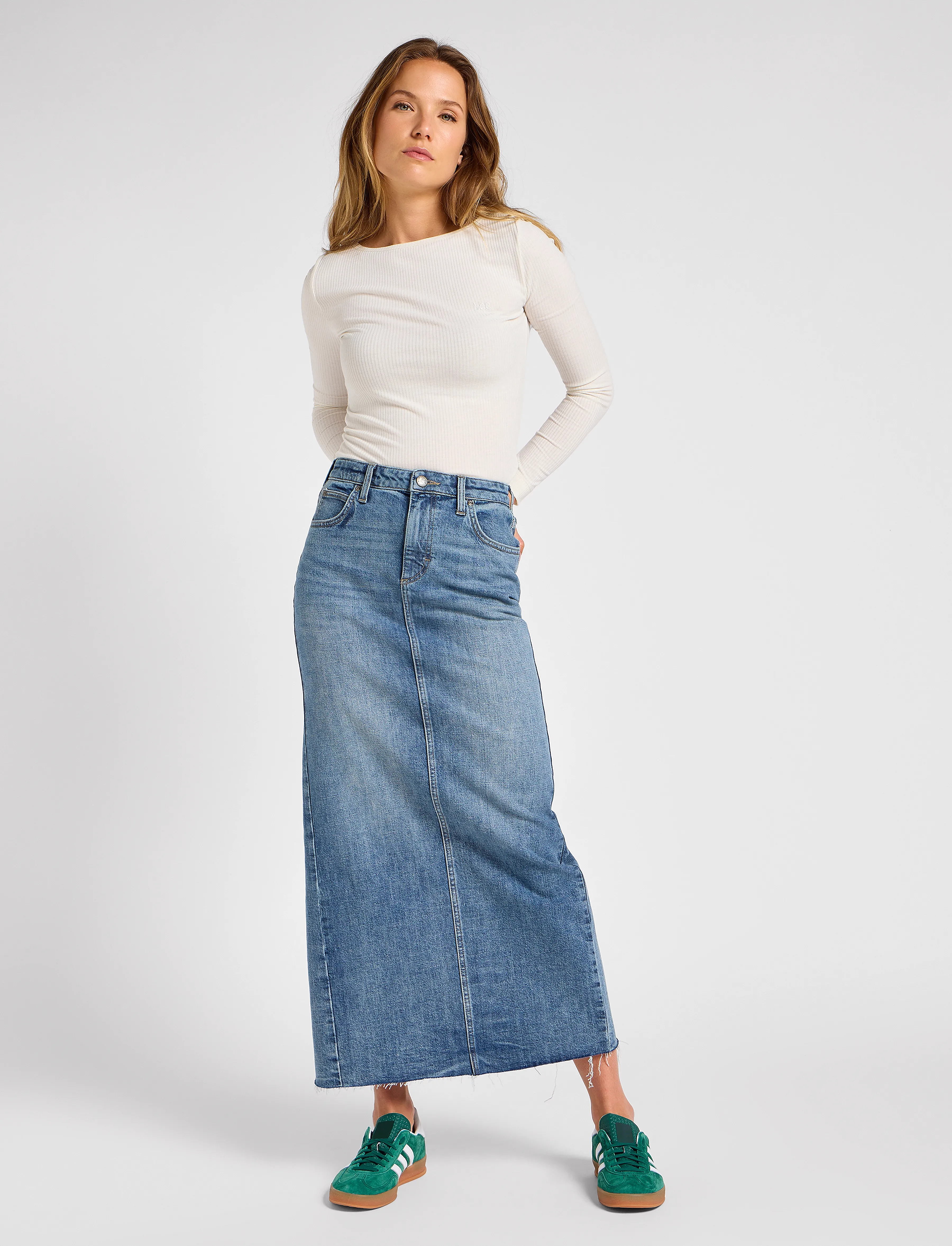 Lee Jeans - Back Slit Maxi Skirt - denimnederdele - set free - 4