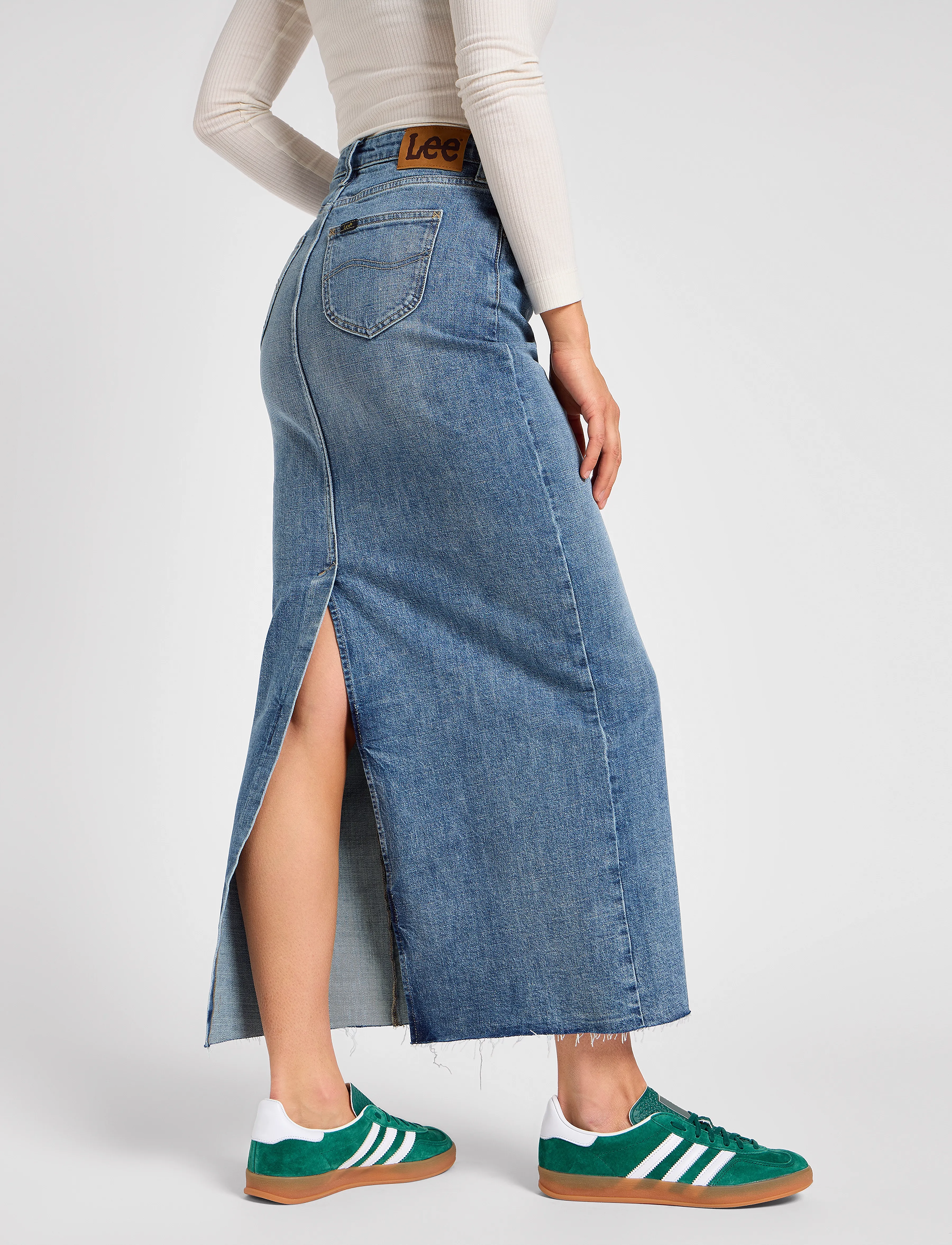 Lee Jeans - Back Slit Maxi Skirt - denimnederdele - set free - 5