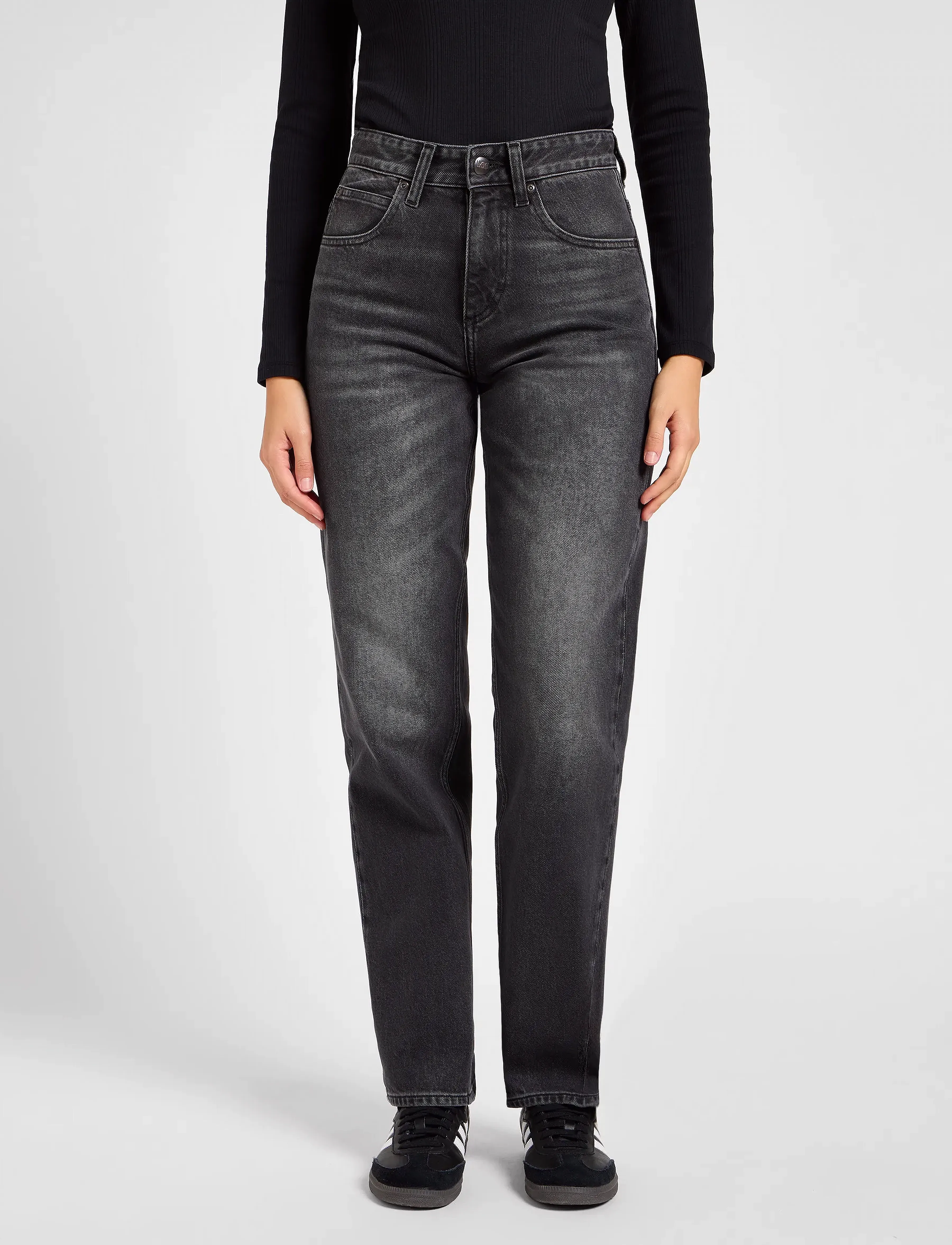 Lee Jeans Rider Classic, Kvinder, Højtaljede Straight Leg Jeans, Grå, Str: 32 x 31