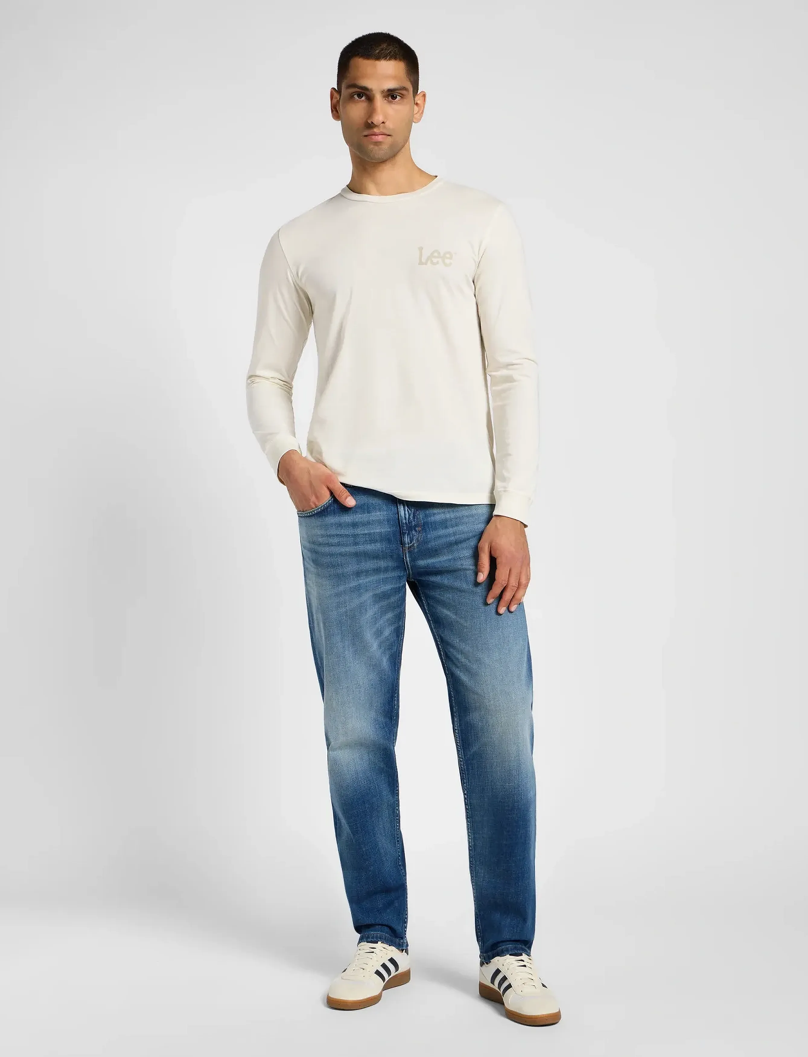 Lee Jeans - LS WOBBLY LOGO TEE - ecru - 3