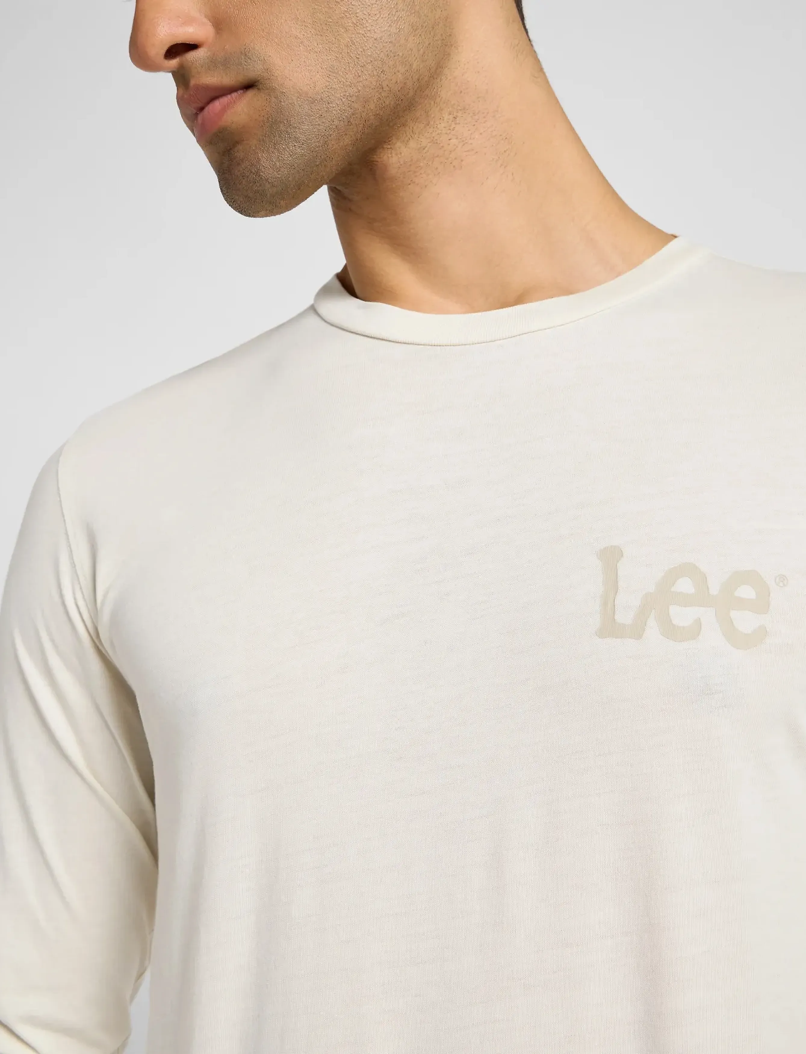 Lee Jeans - LS WOBBLY LOGO TEE - ecru - 5