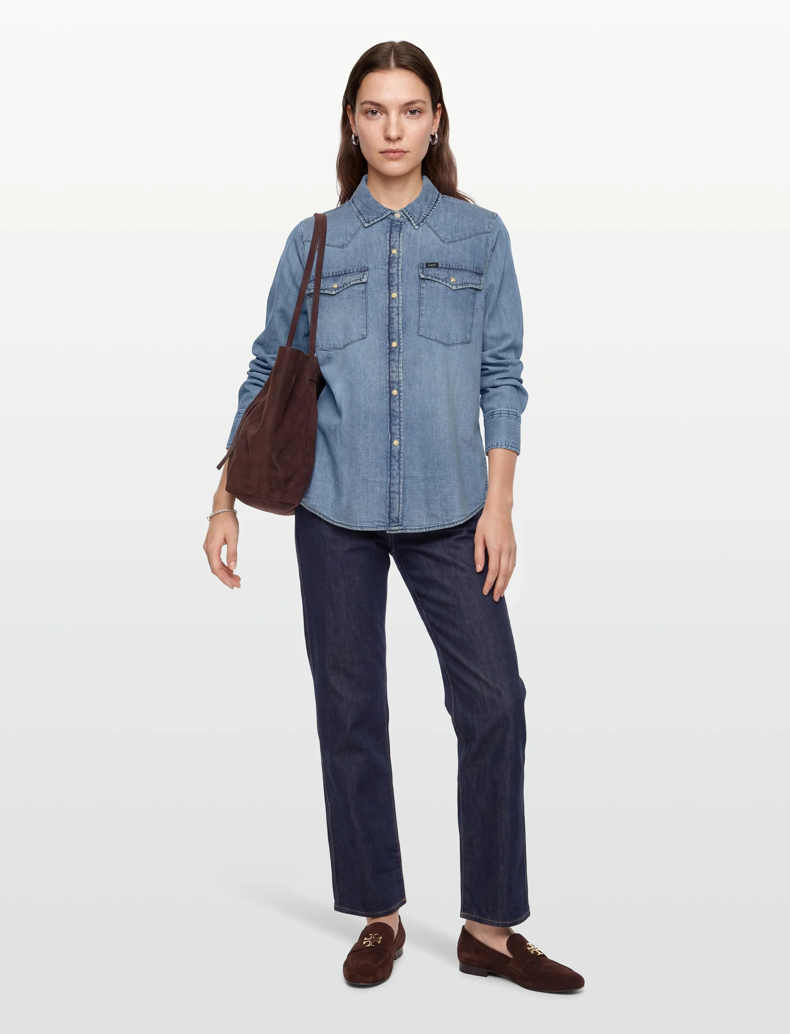 Lee Jeans Western Shirt, XS, Shirts, Blau - Denim Frauen