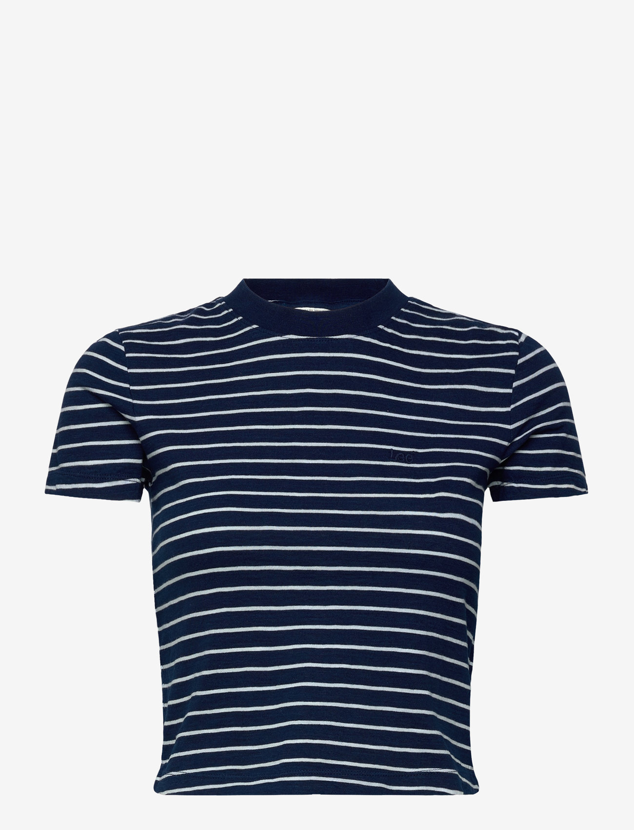 Lee Jeans - Cropped Tee - höstkläder - ombre indigo stripe - 0