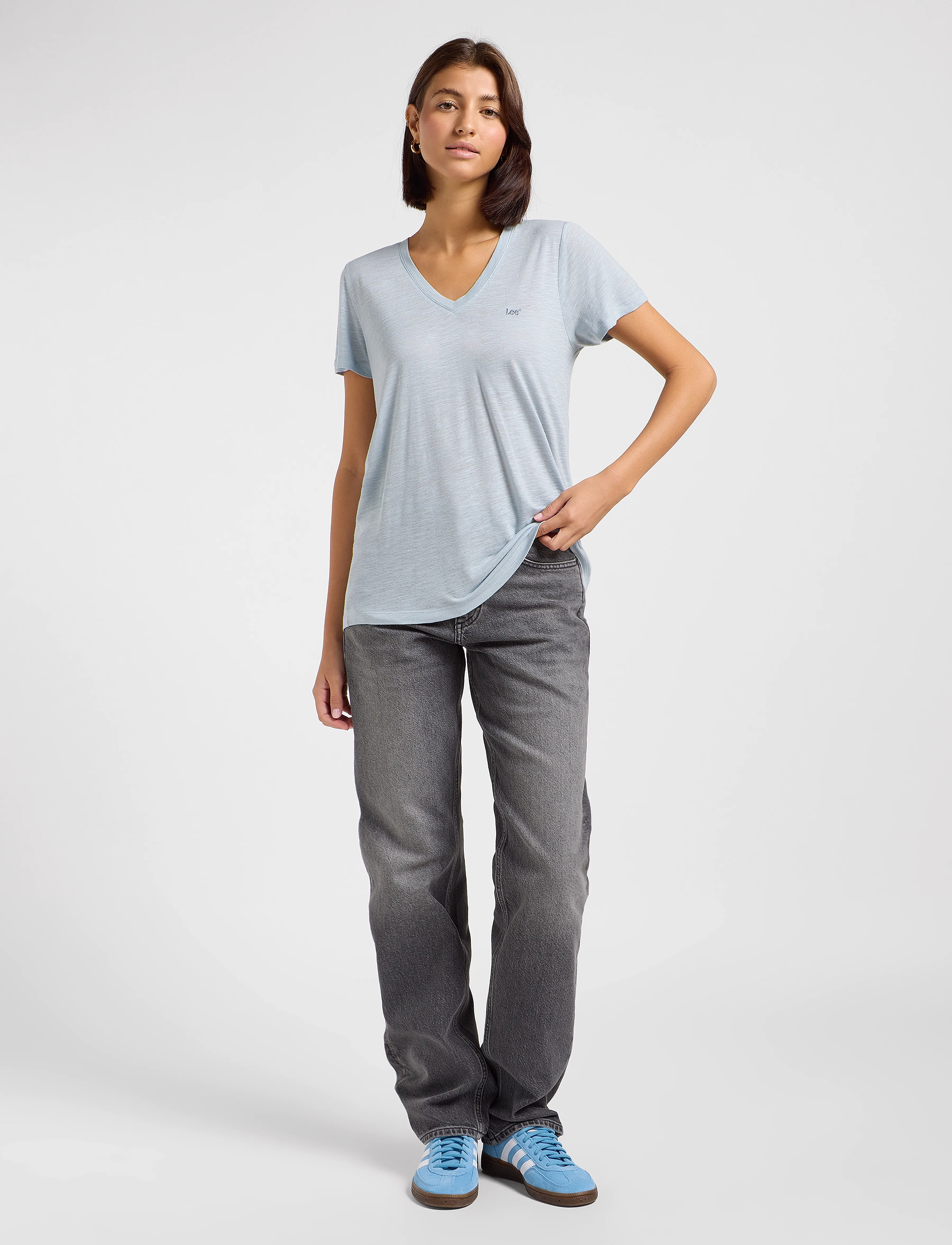 Lee Jeans - V Neck Tee - die niedrigsten preise - concrete gray - 4
