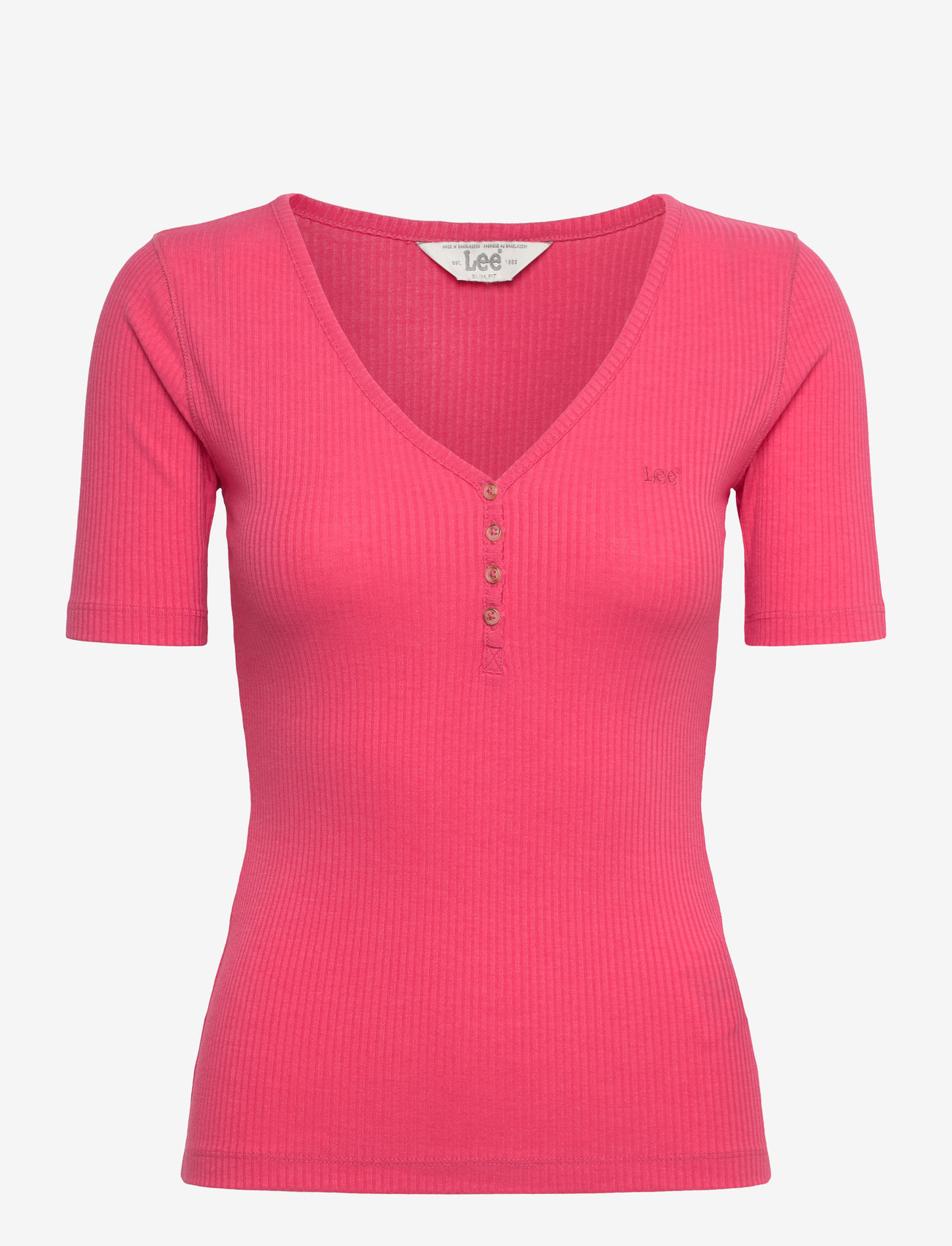 Lee Jeans - Ss Henley - t-shirts - lychee - 1