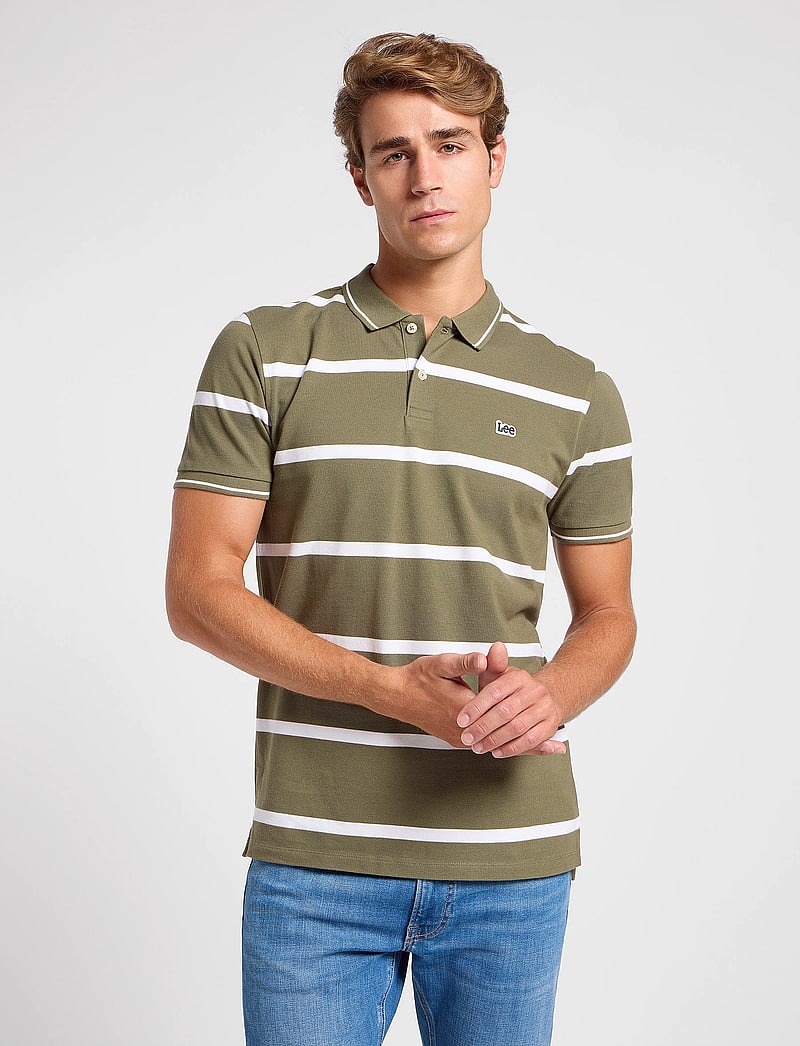 Lee Jeans - Pique Polo - short-sleeved polos - mercantile green stripe - 0