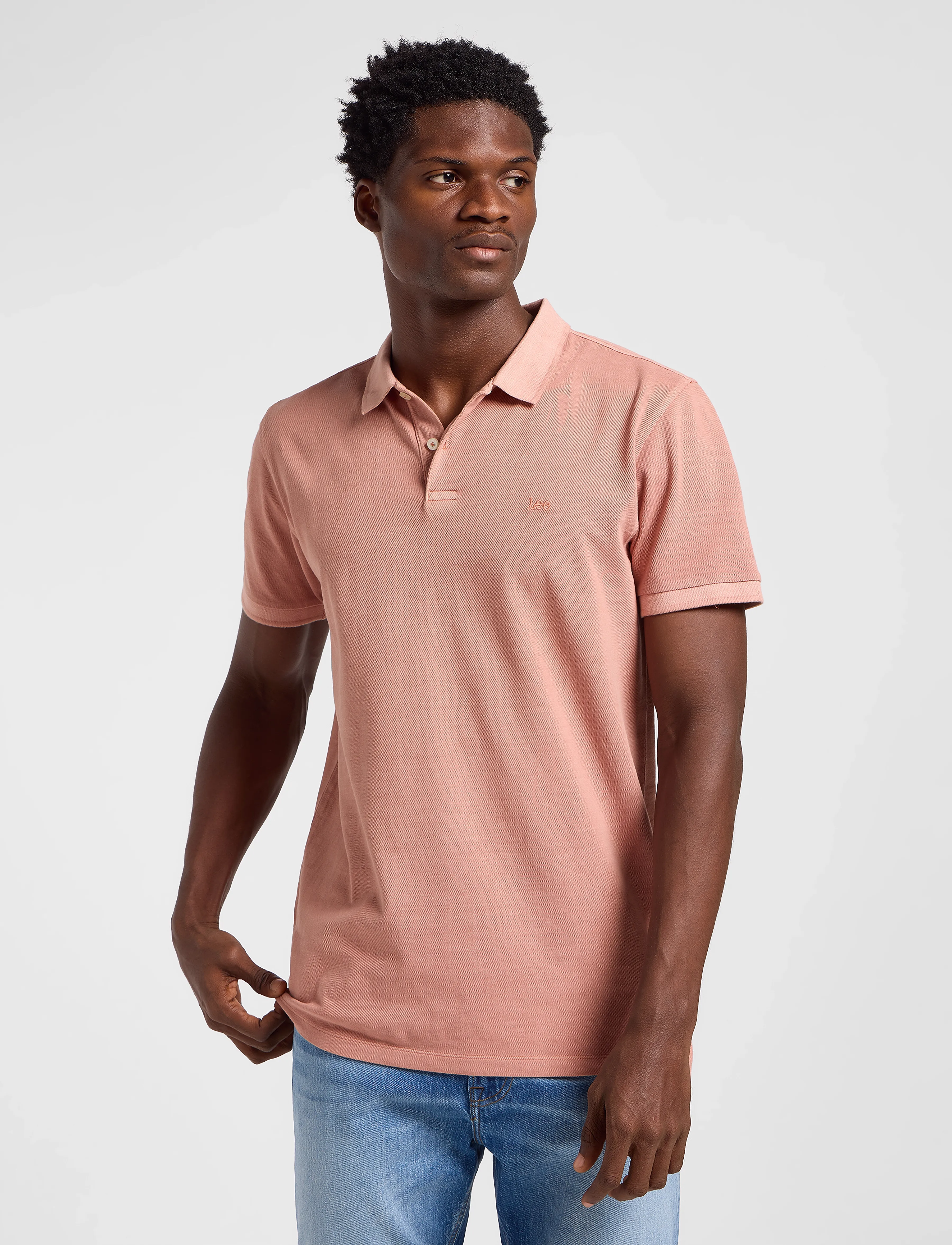 Lee Jeans Garment Dye Polo, M, Polos, Orange - Short-sleeved, Männer