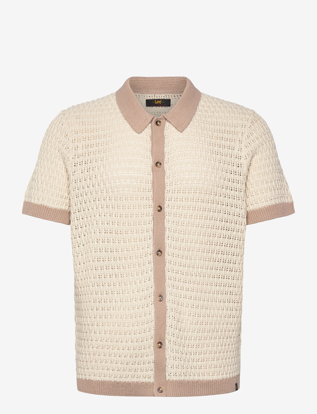 Lee Jeans - Ss Button Up Sweater Polo - soy bean - 1