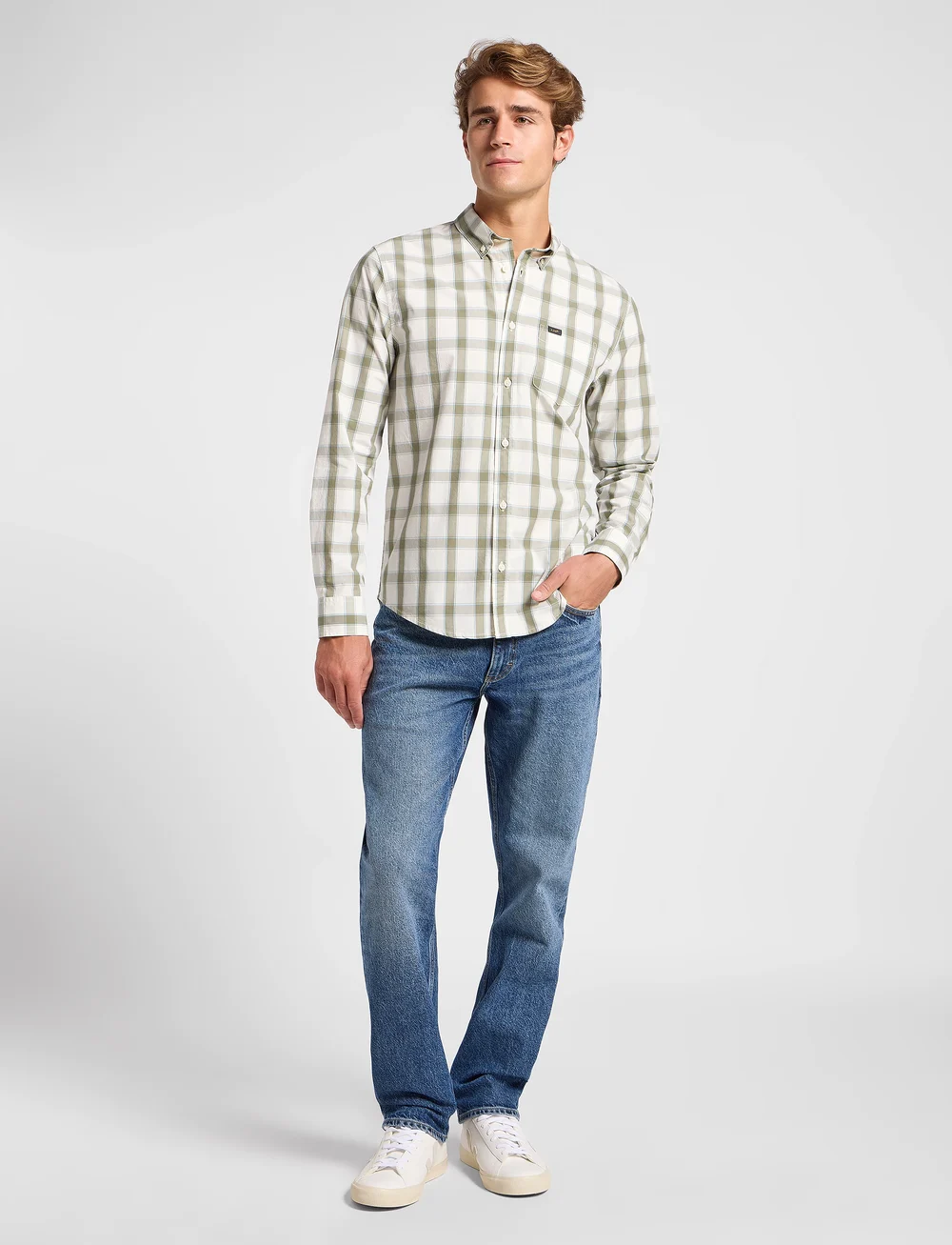 Lee Jeans - Lee Button Down - rutiga skjortor - ecru - 4