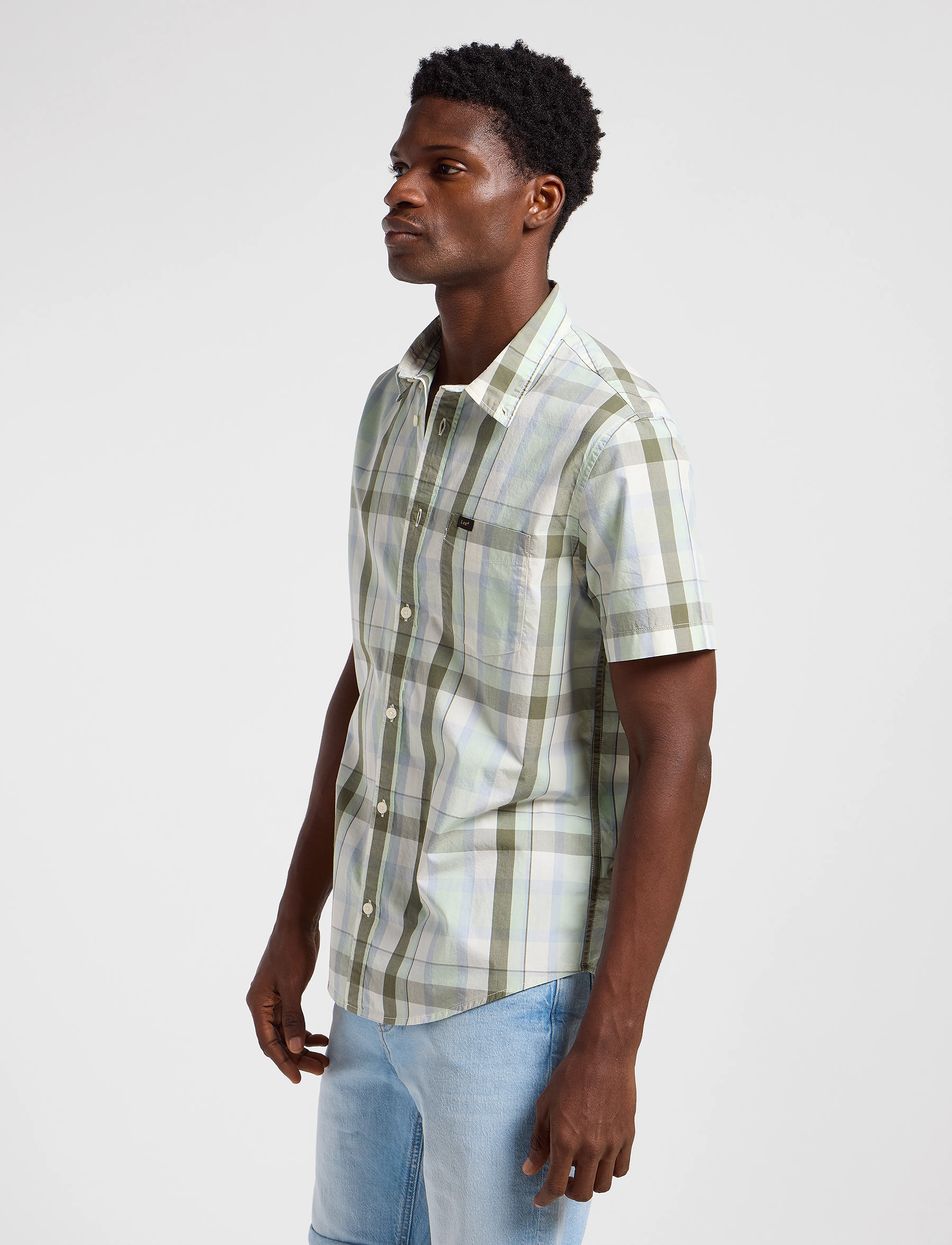 Lee Jeans - Lee Button Down Ss - herren - concrete sage - 5