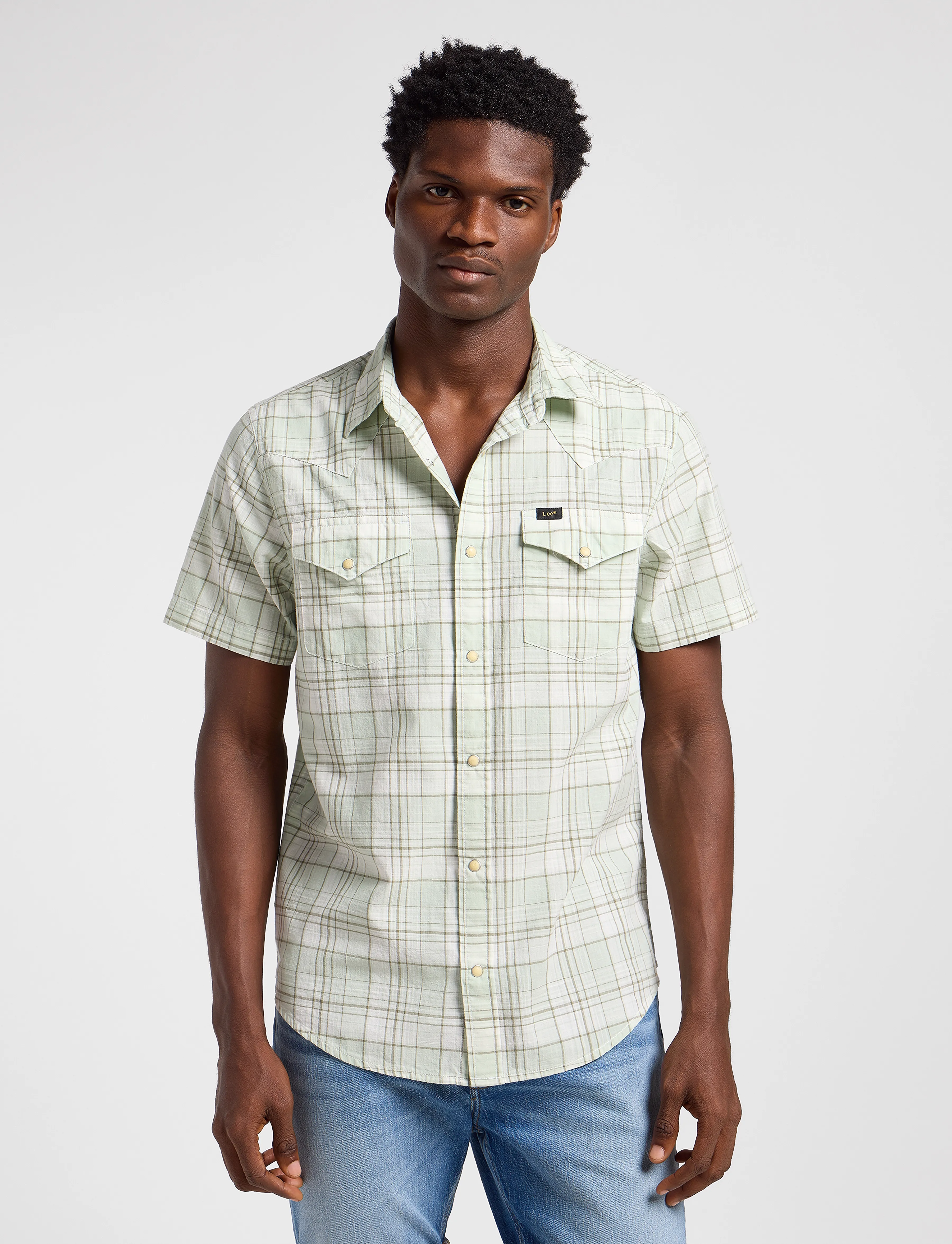 Lee Jeans Ss Western Shirt - Shirts - MERCANTILE SAGE OMBRE / green