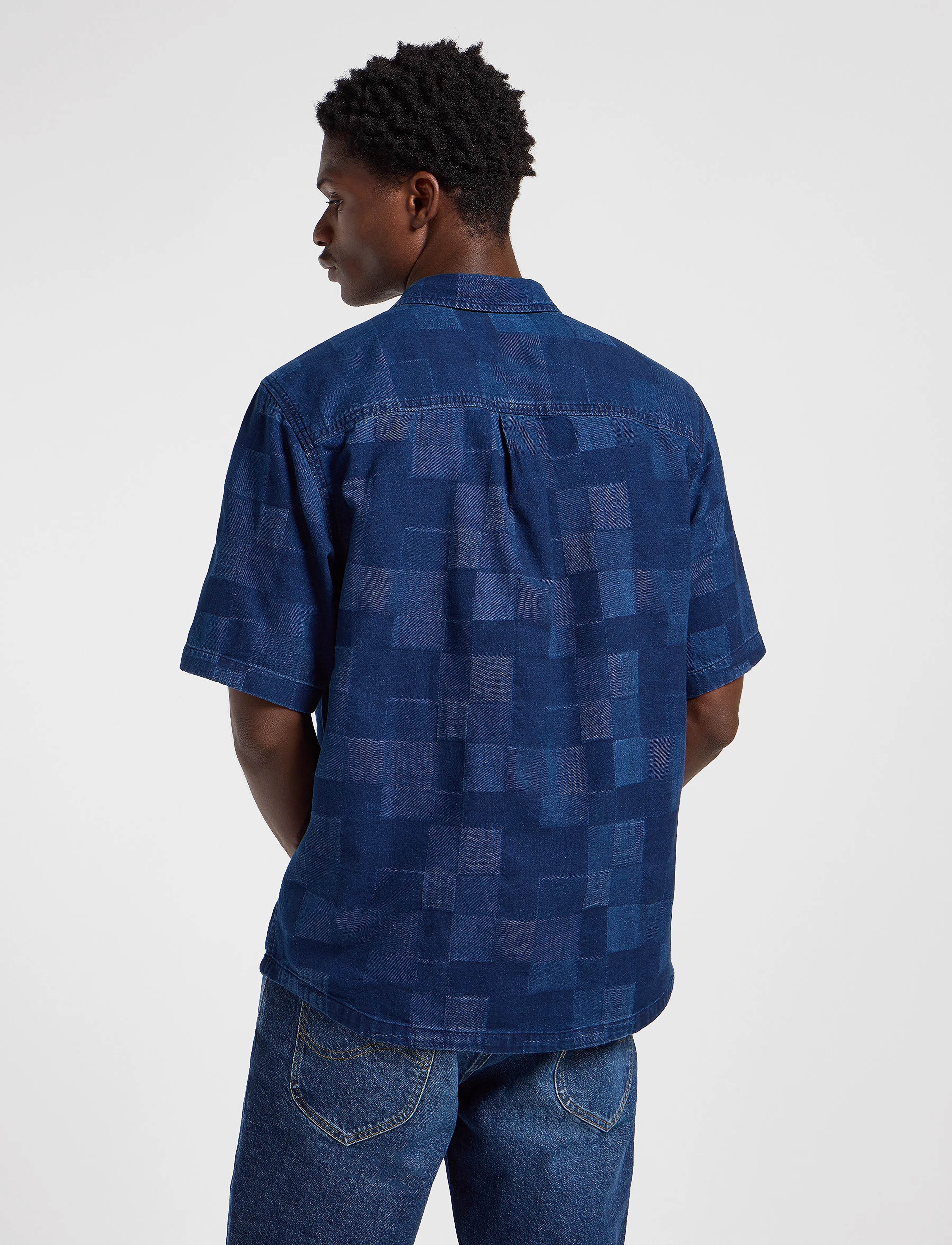 Lee Jeans - Popover Shirt Ss - indigo patchwork dobby - 3