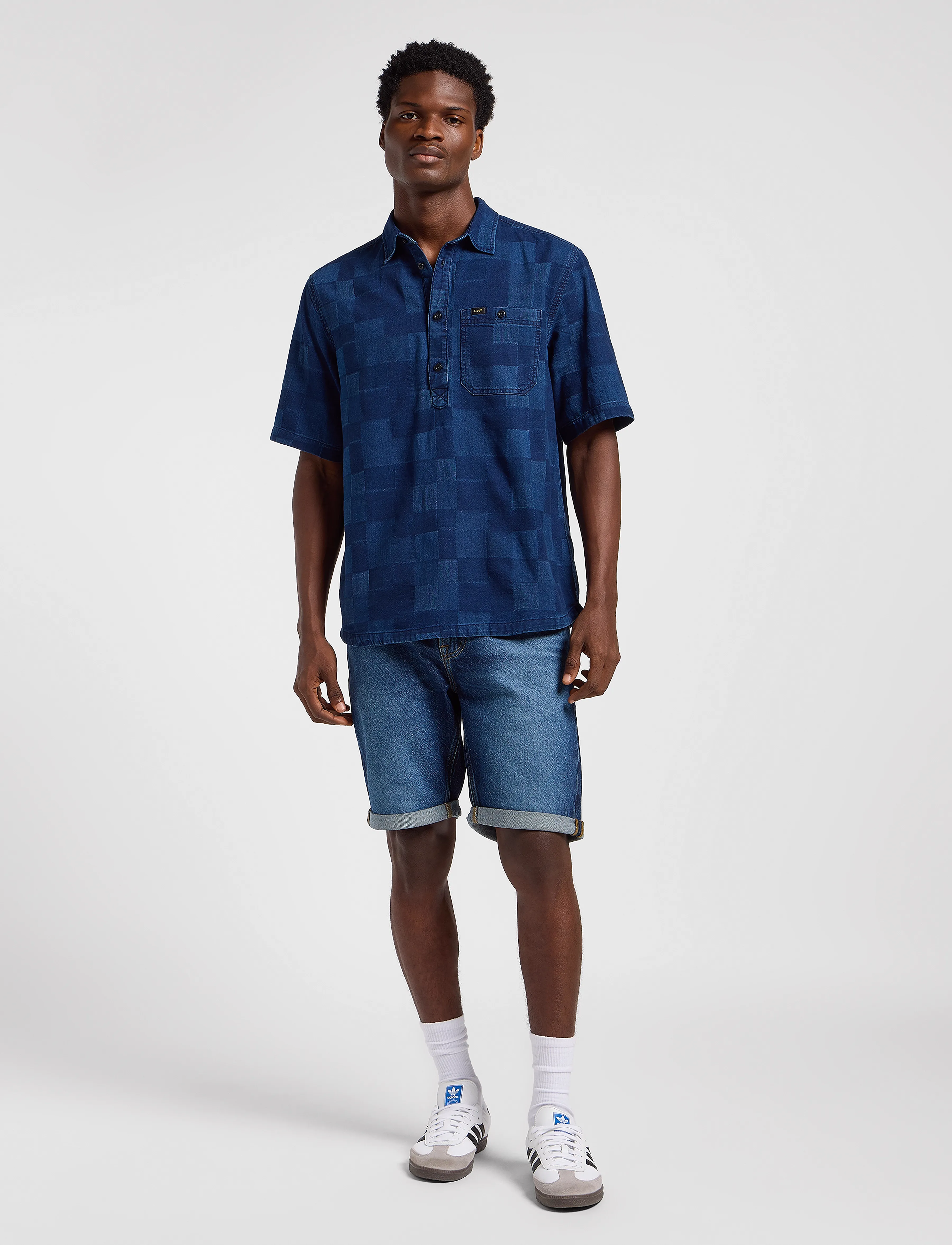 Lee Jeans - Popover Shirt Ss - indigo patchwork dobby - 4