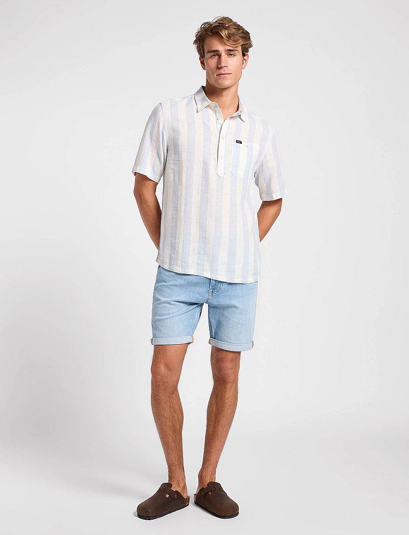 Lee Jeans - Popover Shirt Ss - linneskjortor - shy blue - 4