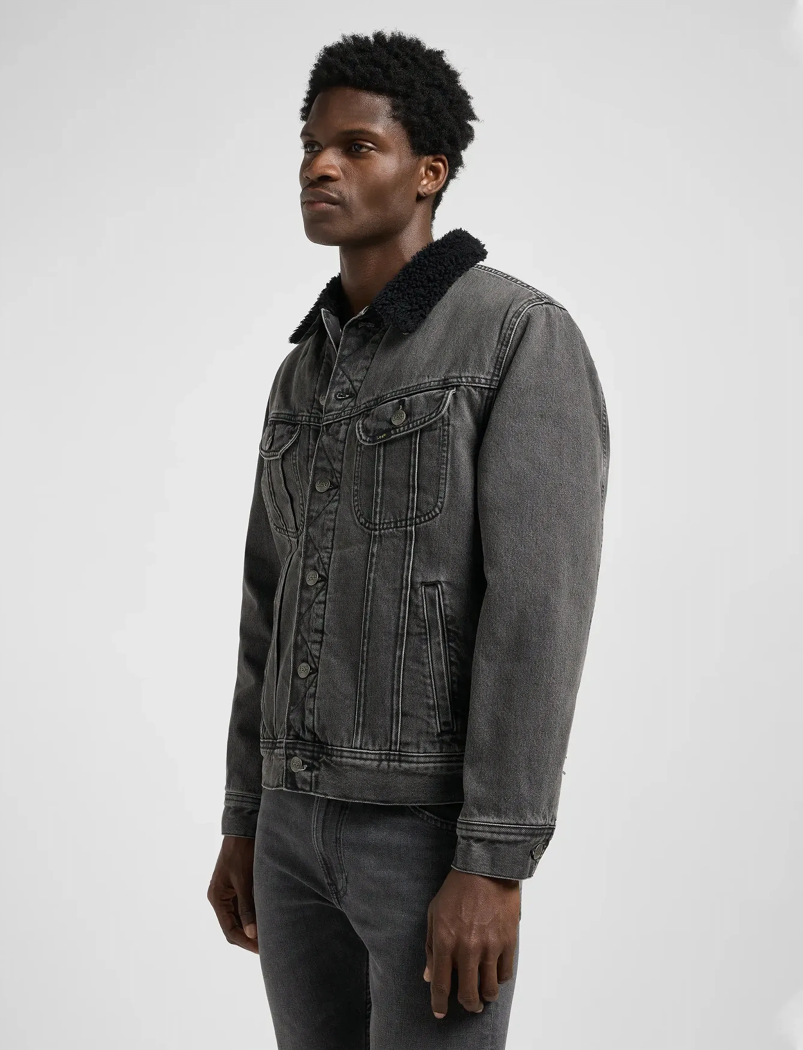 Lee Jeans - SHERPA JACKET - frühlingsjacken - deep obsidian - 4