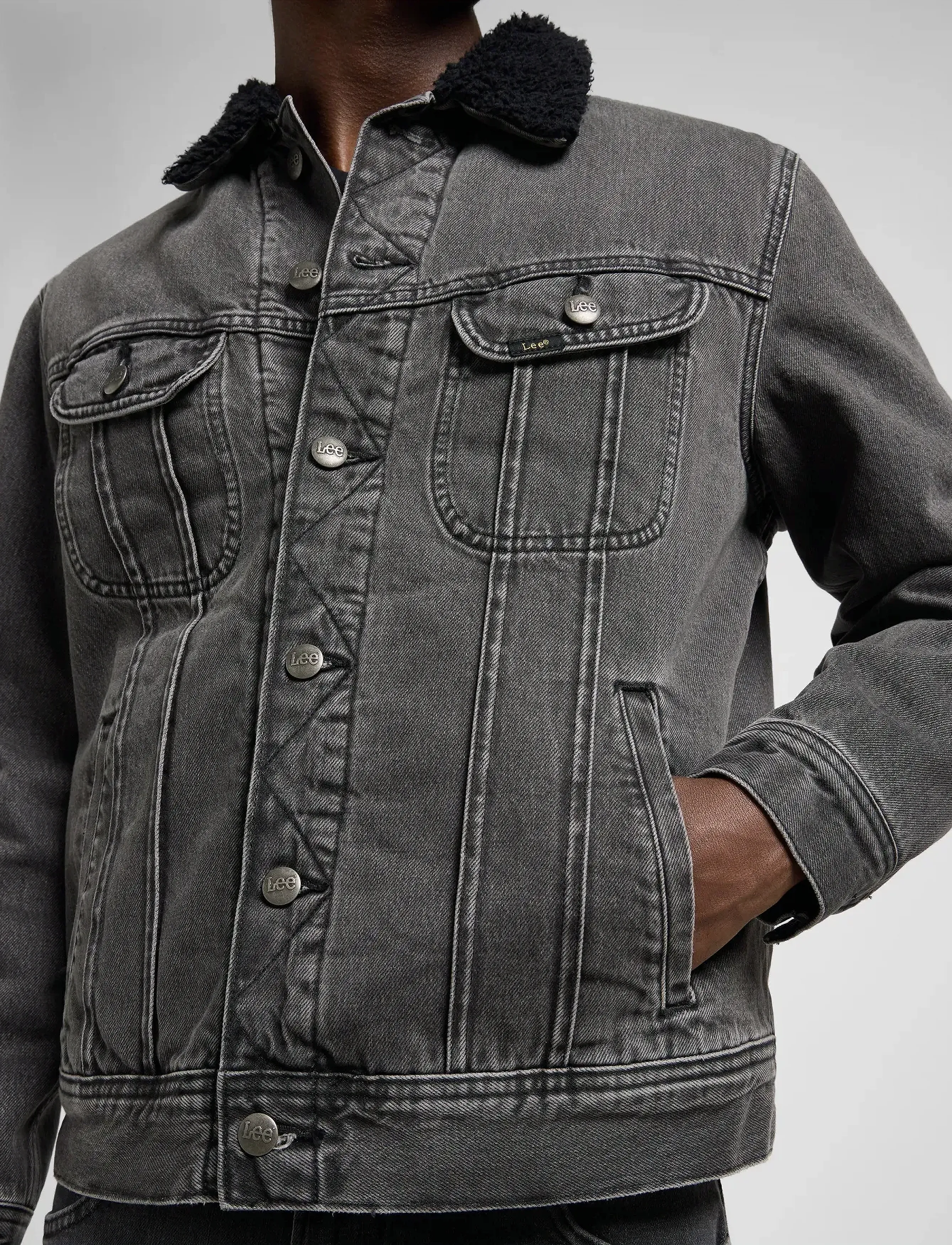 Lee Jeans - SHERPA JACKET - frühlingsjacken - deep obsidian - 5