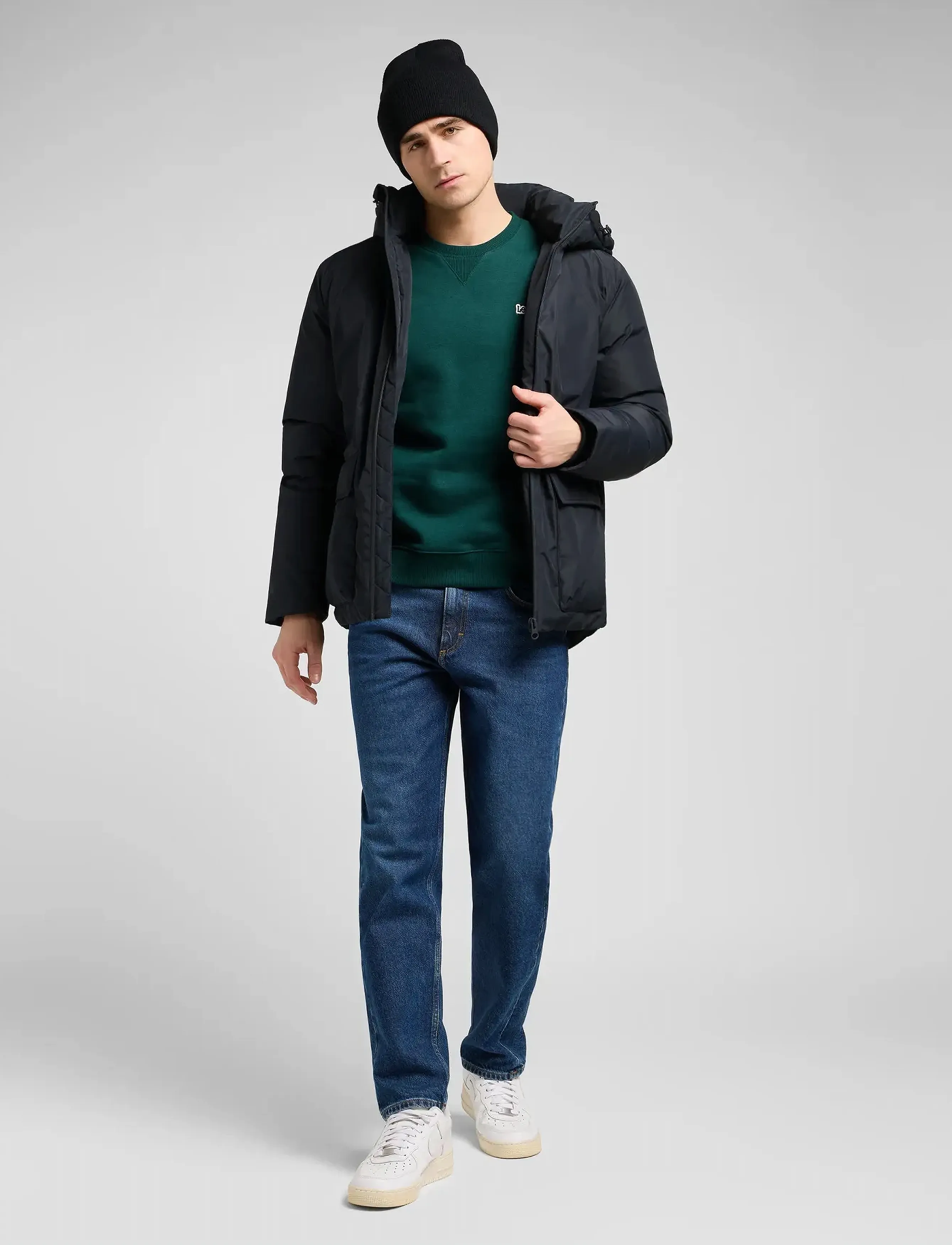 Lee Jeans - HOODED SHORT PUFFER - dunjackor - black - 3