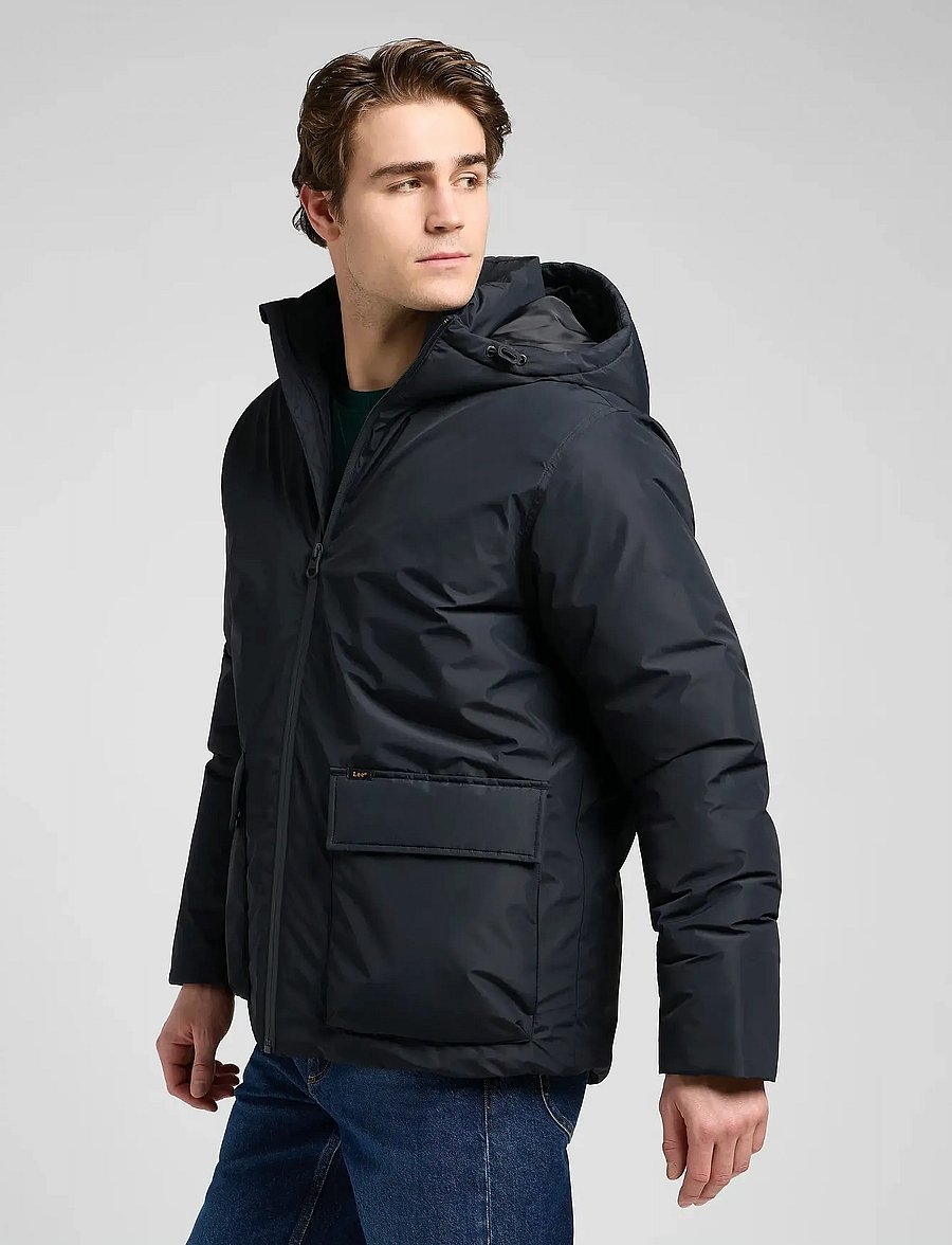 Lee Jeans - HOODED SHORT PUFFER - daunenjacken - black - 4