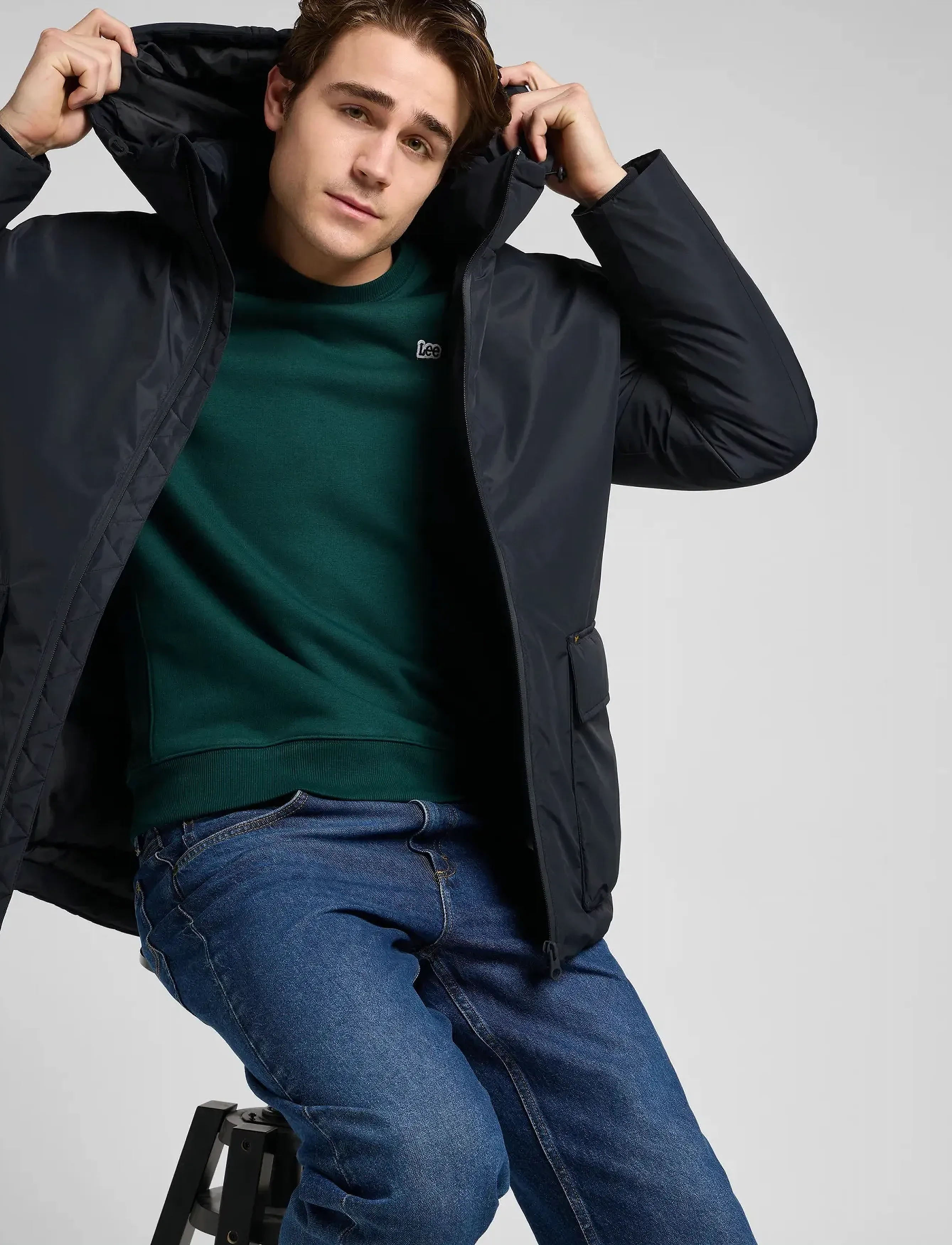 Lee Jeans Hooded Short Puffer dunjackor herr – bild 6