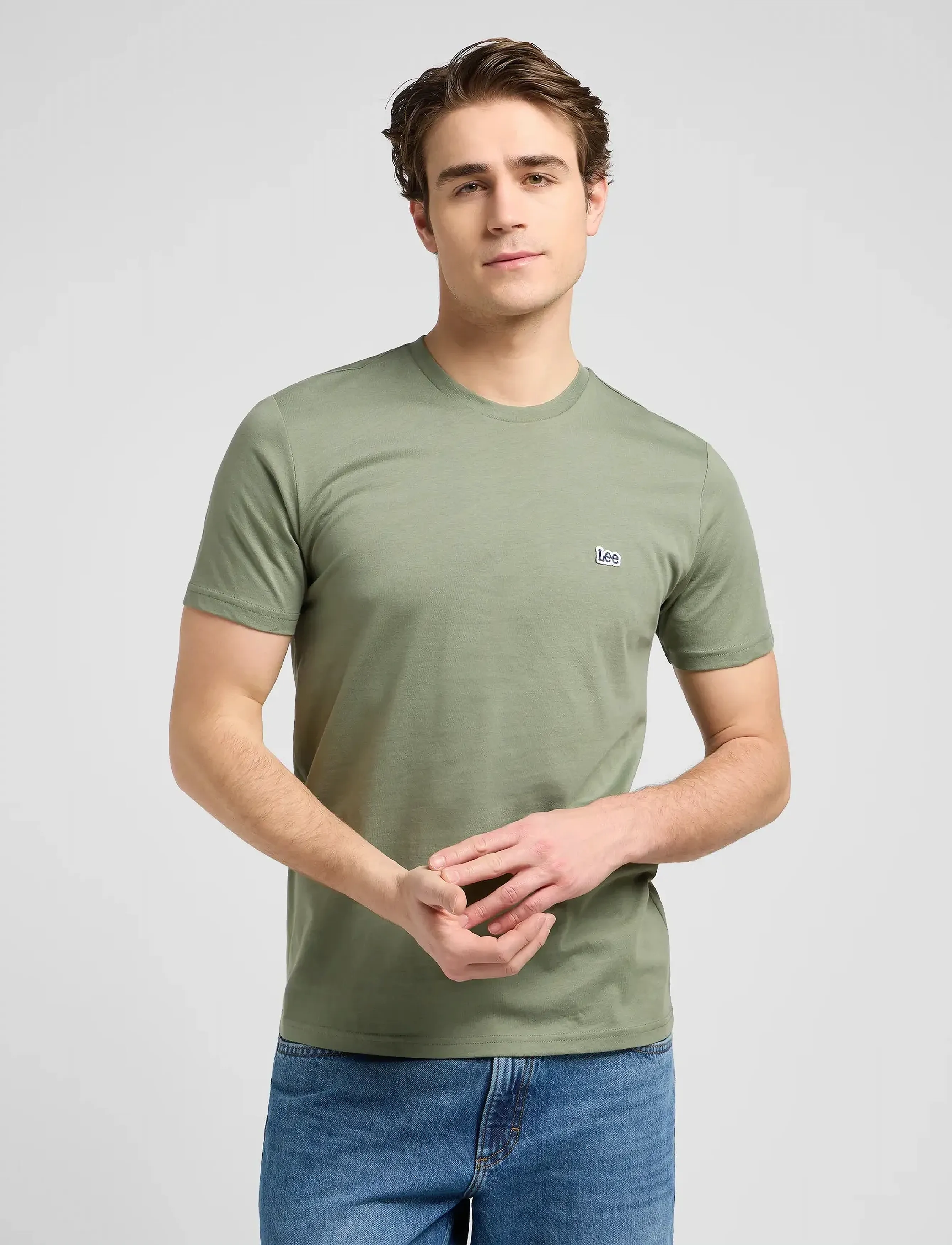 Lee Jeans Ss Patch Logo Tee, XXL, Green, T-Shirts > Kortærmede, Herre