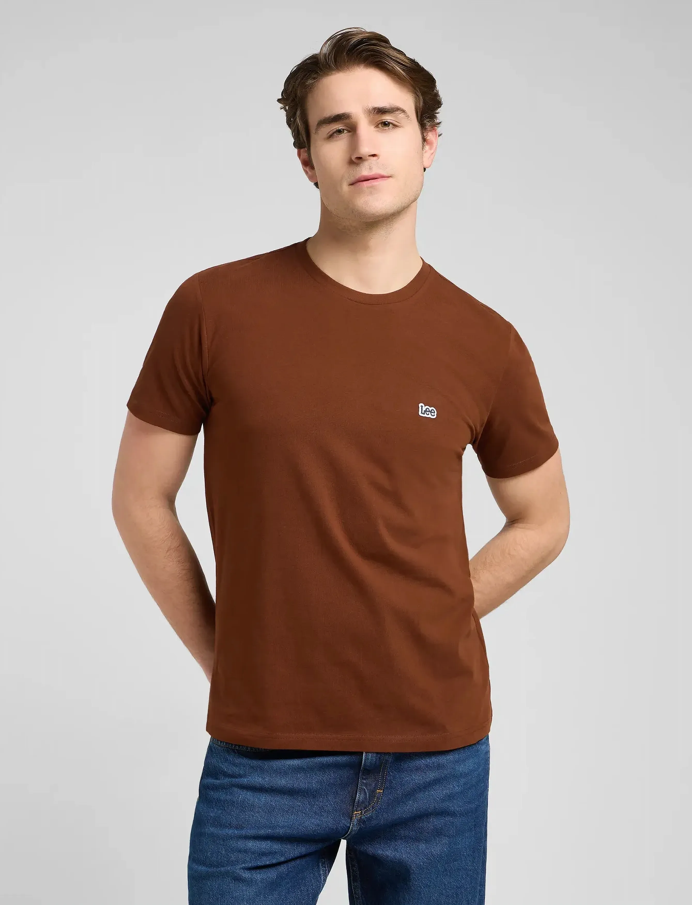 Lee Jeans SS PATCH LOGO TEE - T-shirts - LUXE BROWN / brown