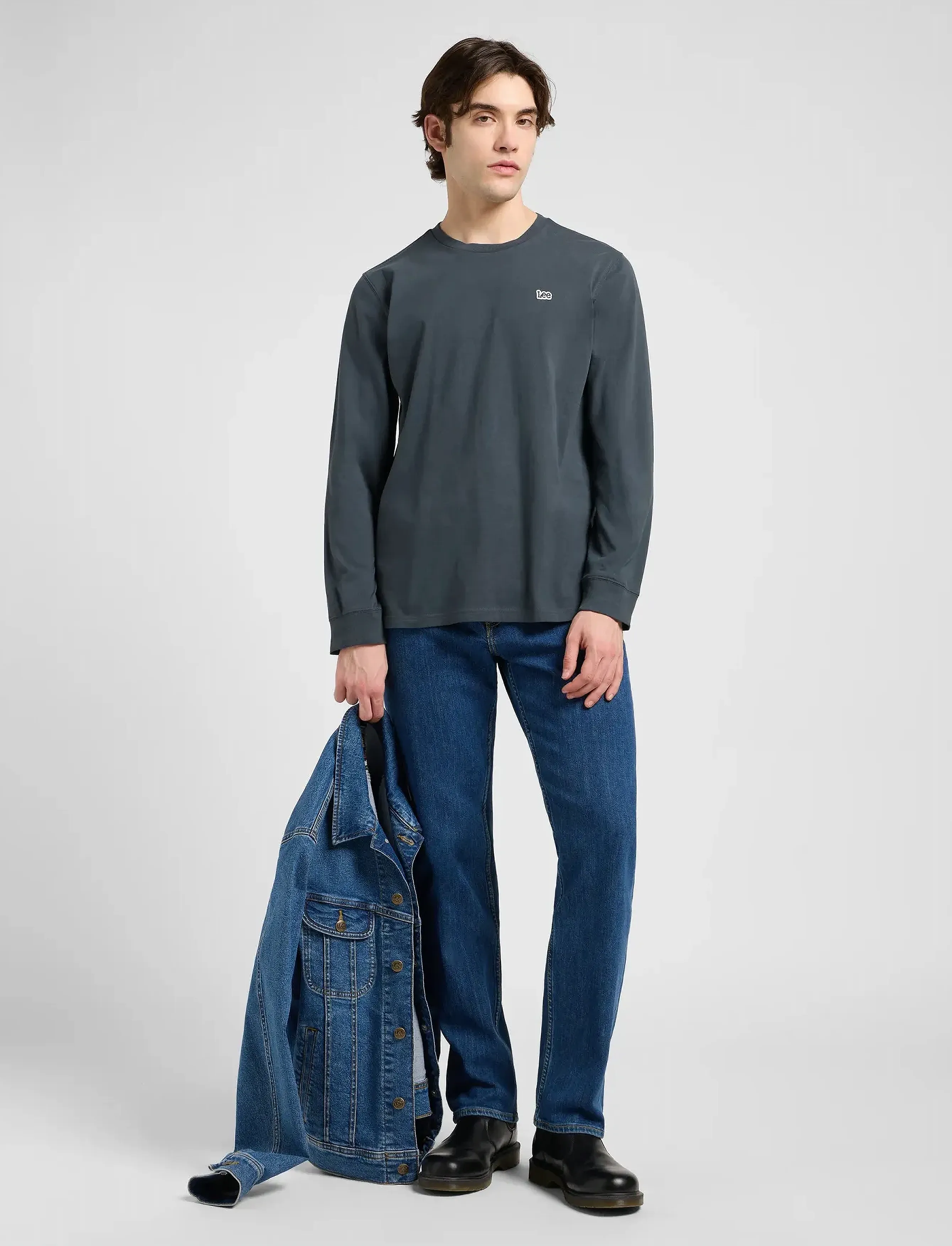Lee Jeans - LS PATCH LOGO TEE - long-sleeved t-shirts - washed black - 3