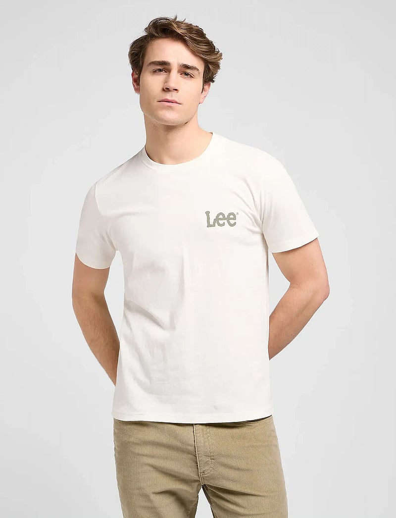 Lee Jeans - MEDIUM WOBBLY LEE TEE - kortärmade t-shirts - ecru - 0