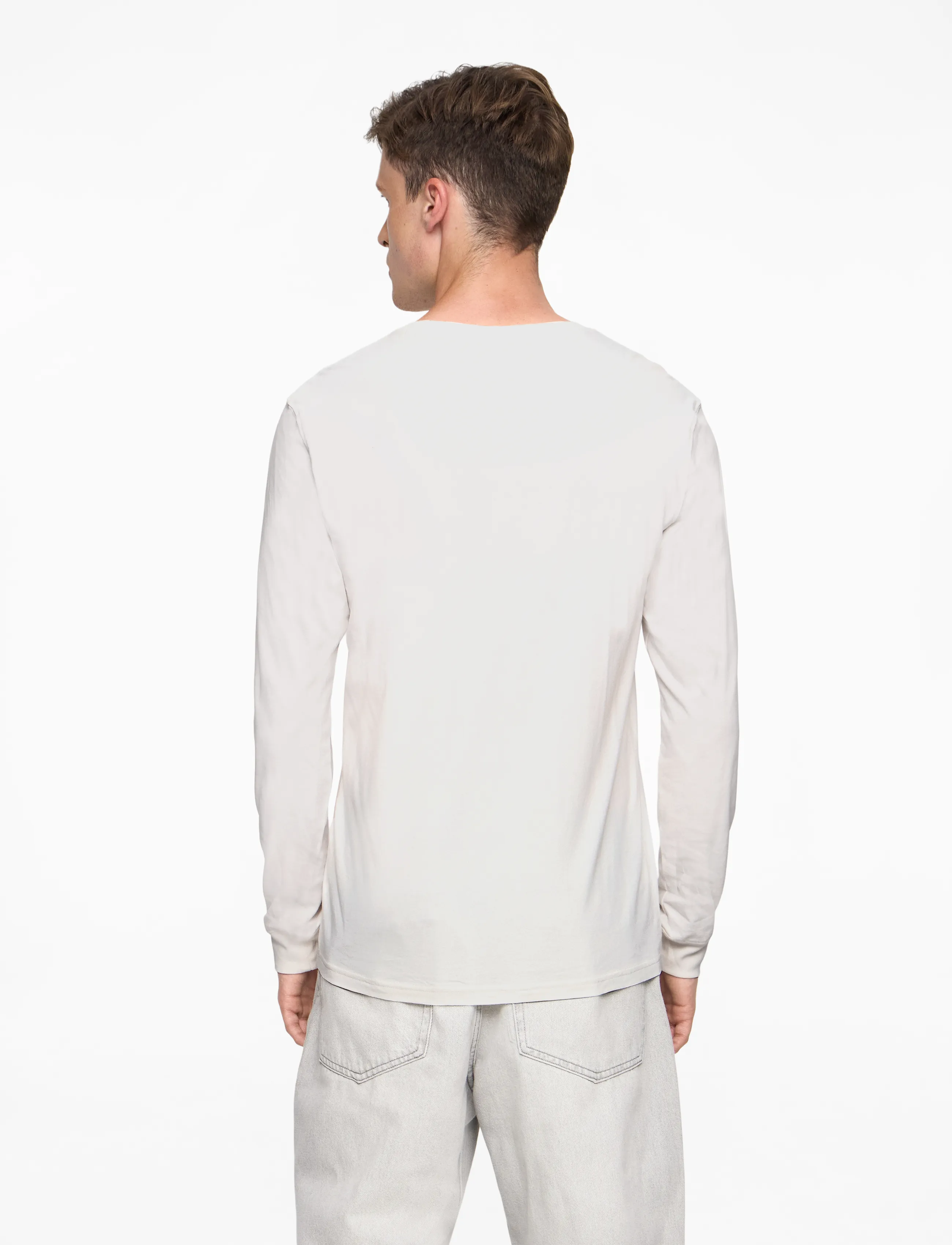 Lee Jeans - LS WOBBLY LEE TEE - långärmade t-shirts - ecru - 4