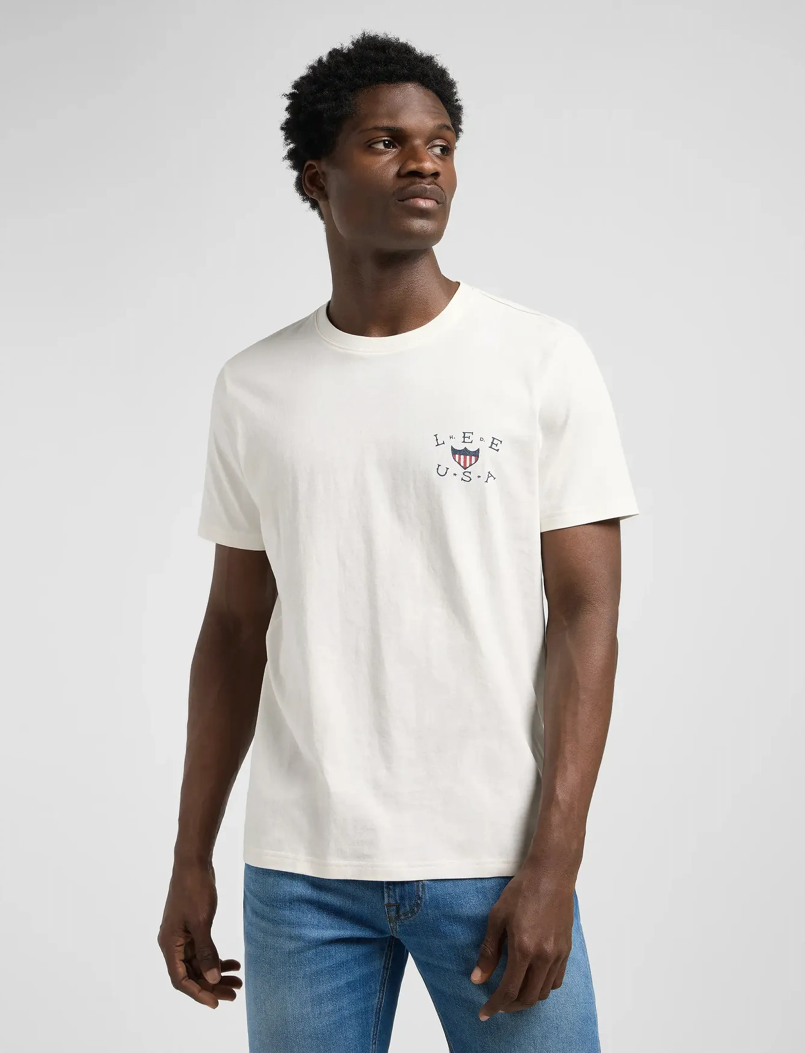 Lee Jeans Essential Graphic Tee, Grafisk T-Shirt, Cream, Str: XXL