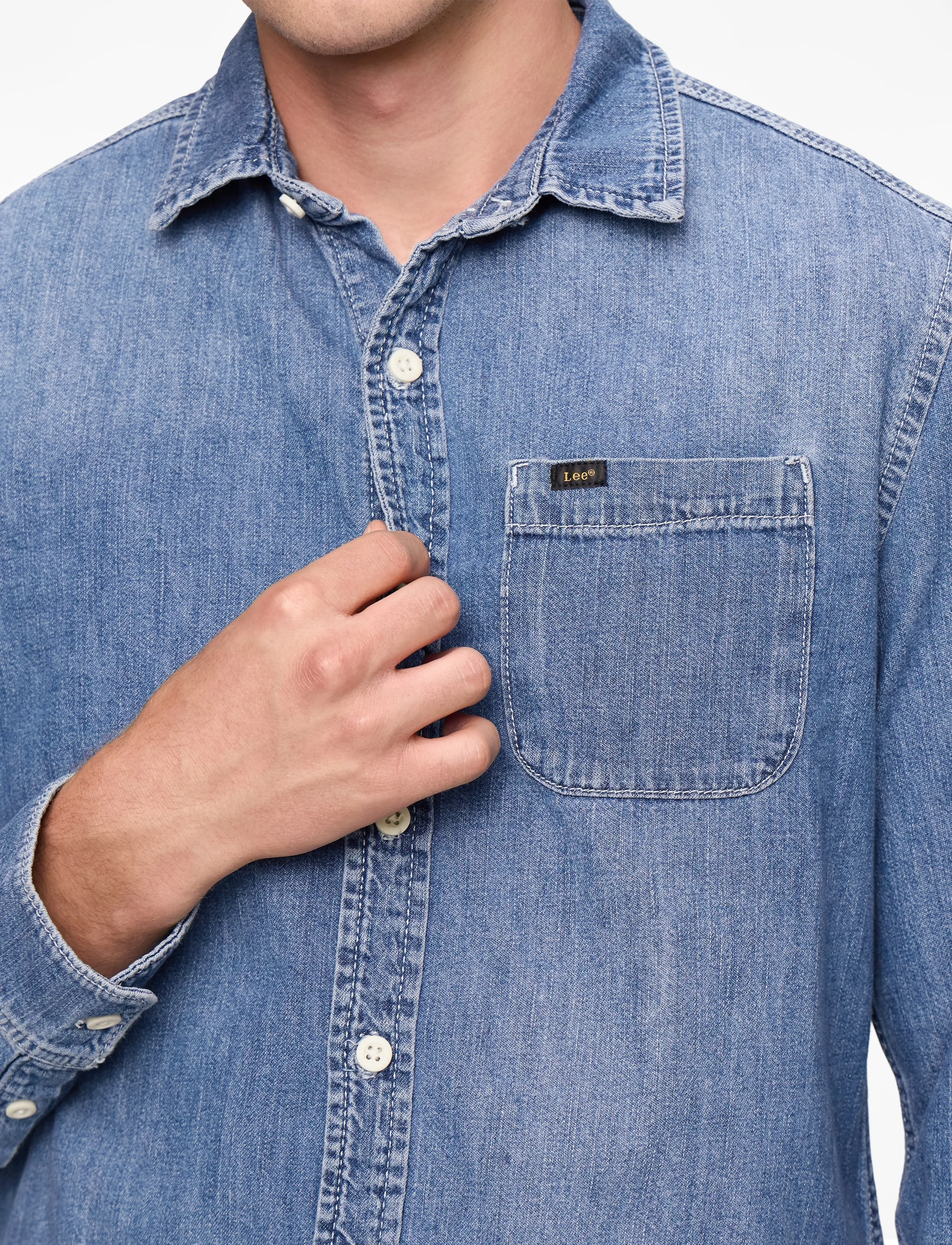 Lee Jeans - LEESURE SHIRT - fødselsdagsgaver - mid blue denim - 5