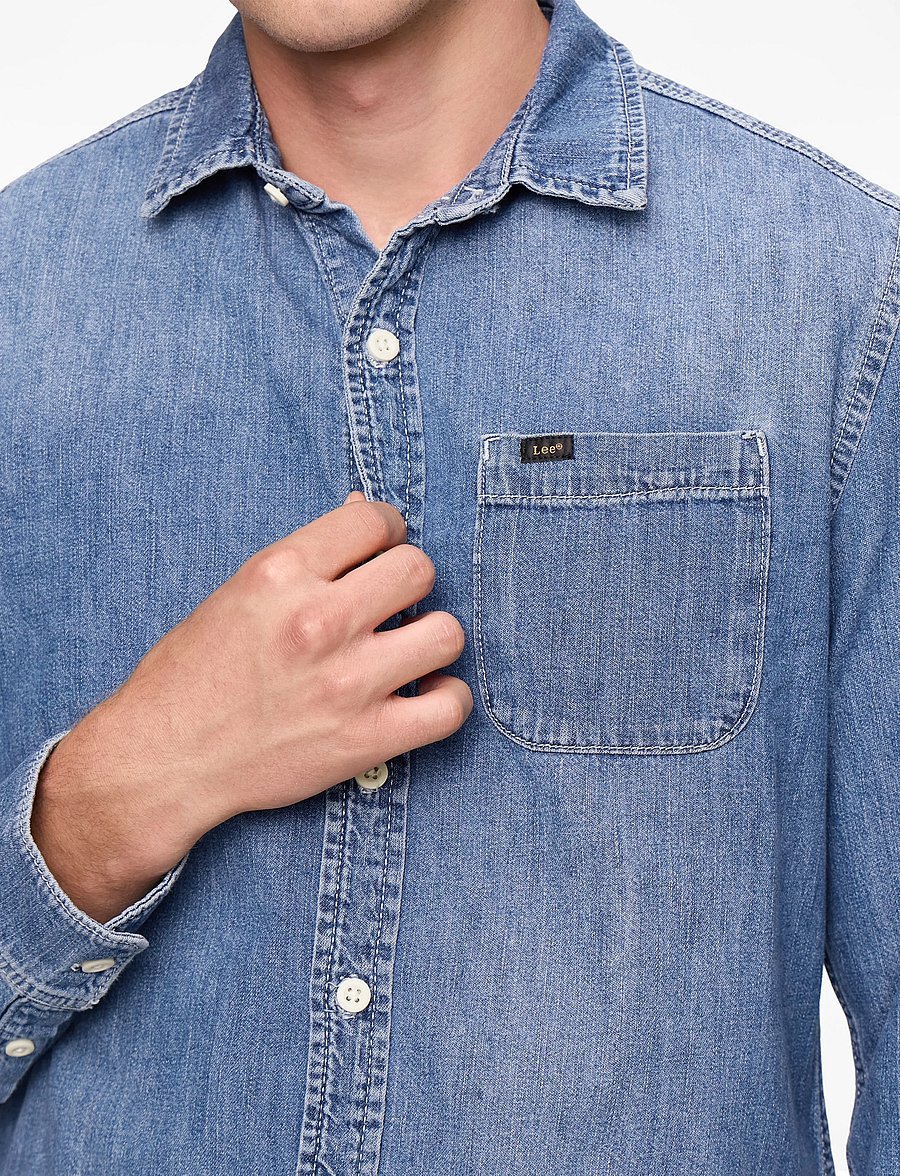 Lee Jeans - LEESURE SHIRT - denimowe koszulki - mid blue denim - 5