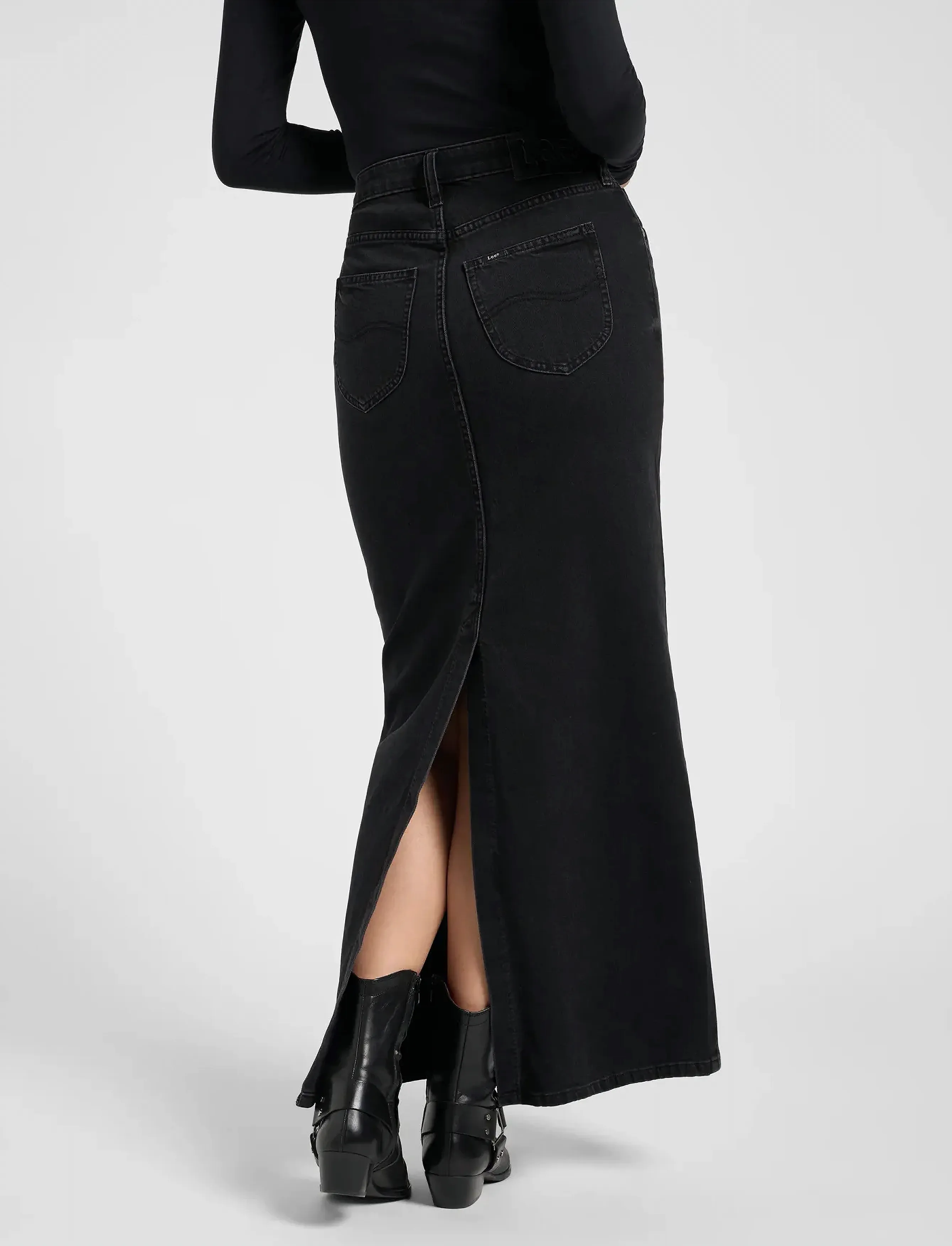 Lee Jeans - BACK SLIT MAXI SKIRT - denimnederdele - dark age - 3