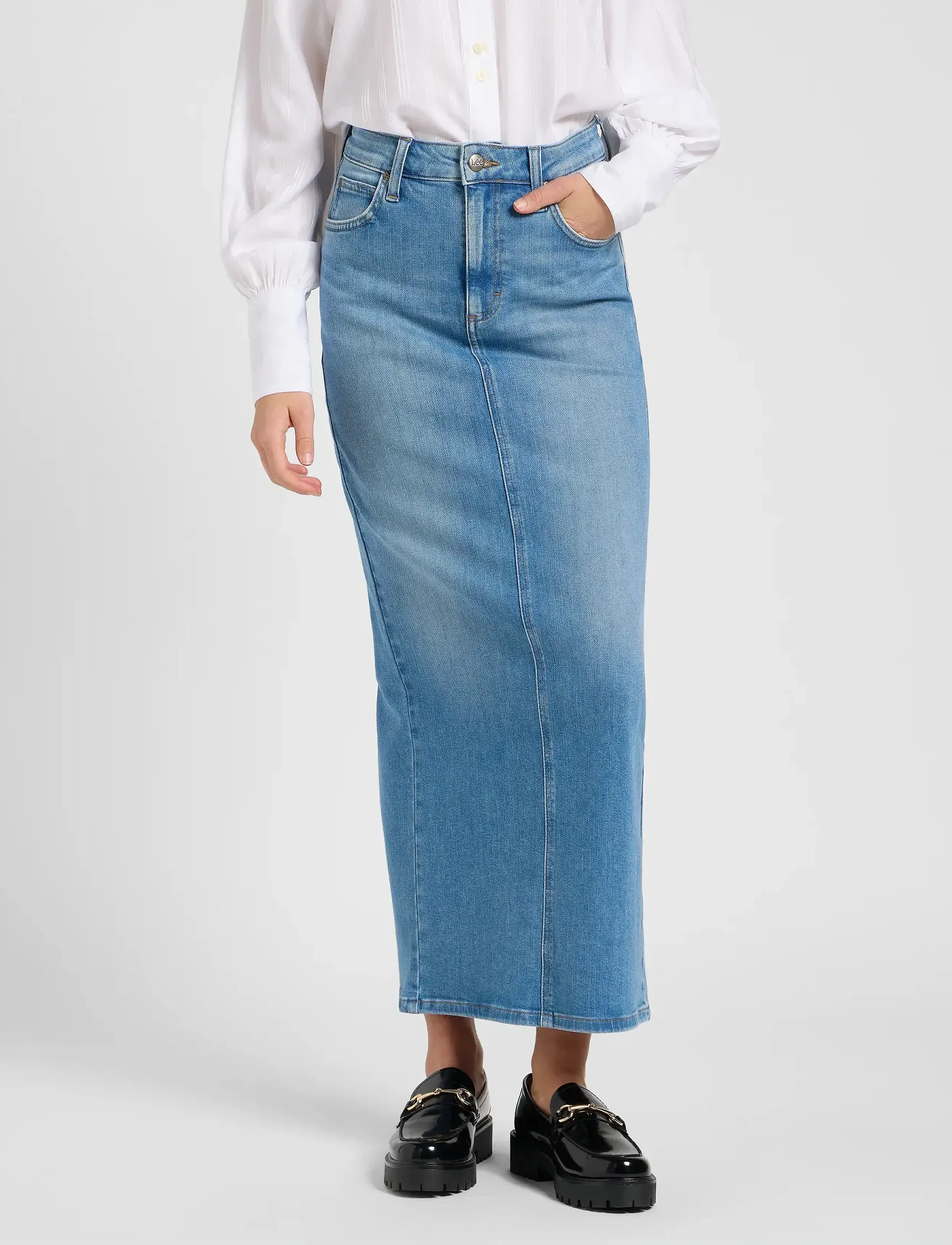 Lee Jeans BACK SLIT MAXI SKIRT - Riided - VIOLET BLOOM / blue