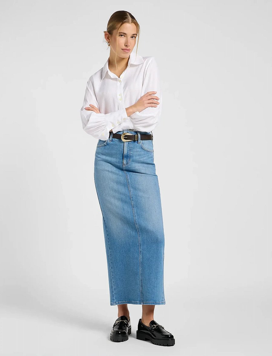 Lee Jeans - BACK SLIT MAXI SKIRT - jeansröcke - violet bloom - 4