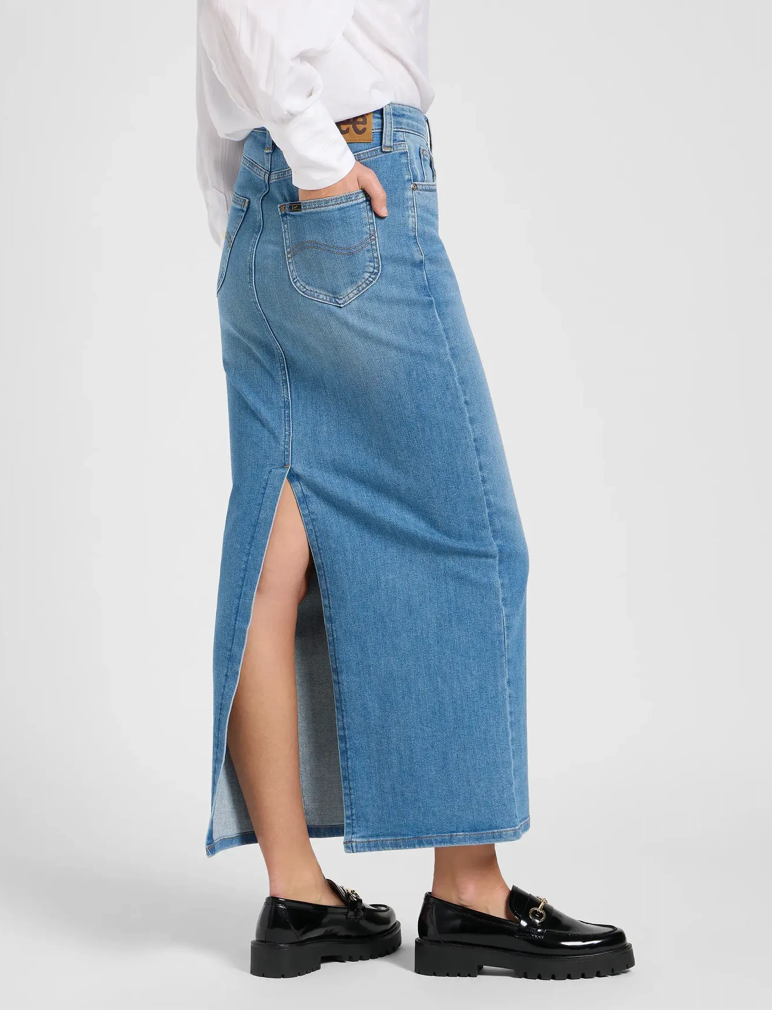 Lee Jeans - BACK SLIT MAXI SKIRT - maxi röcke - violet bloom - 5