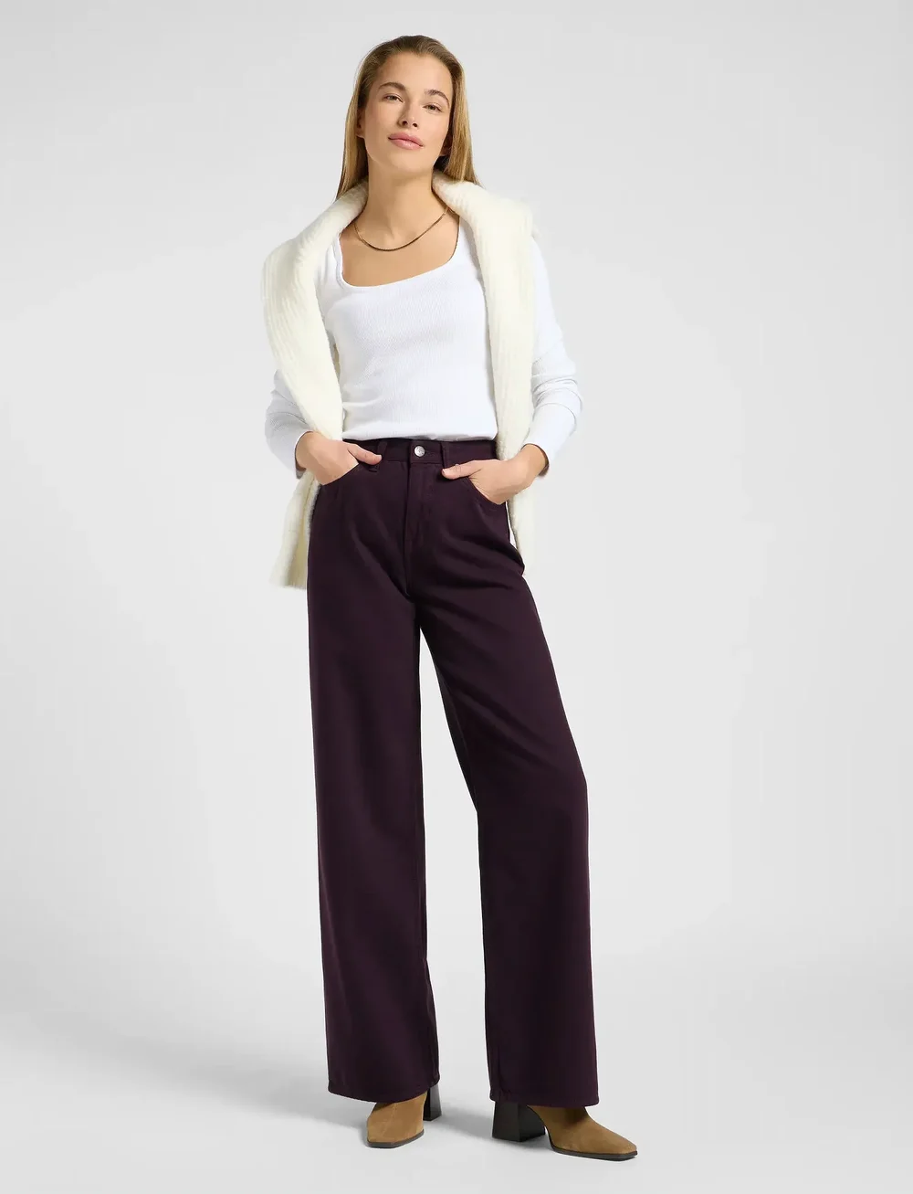 Lee Jeans - STELLA - hosen mit weitem bein - deep wine - 4