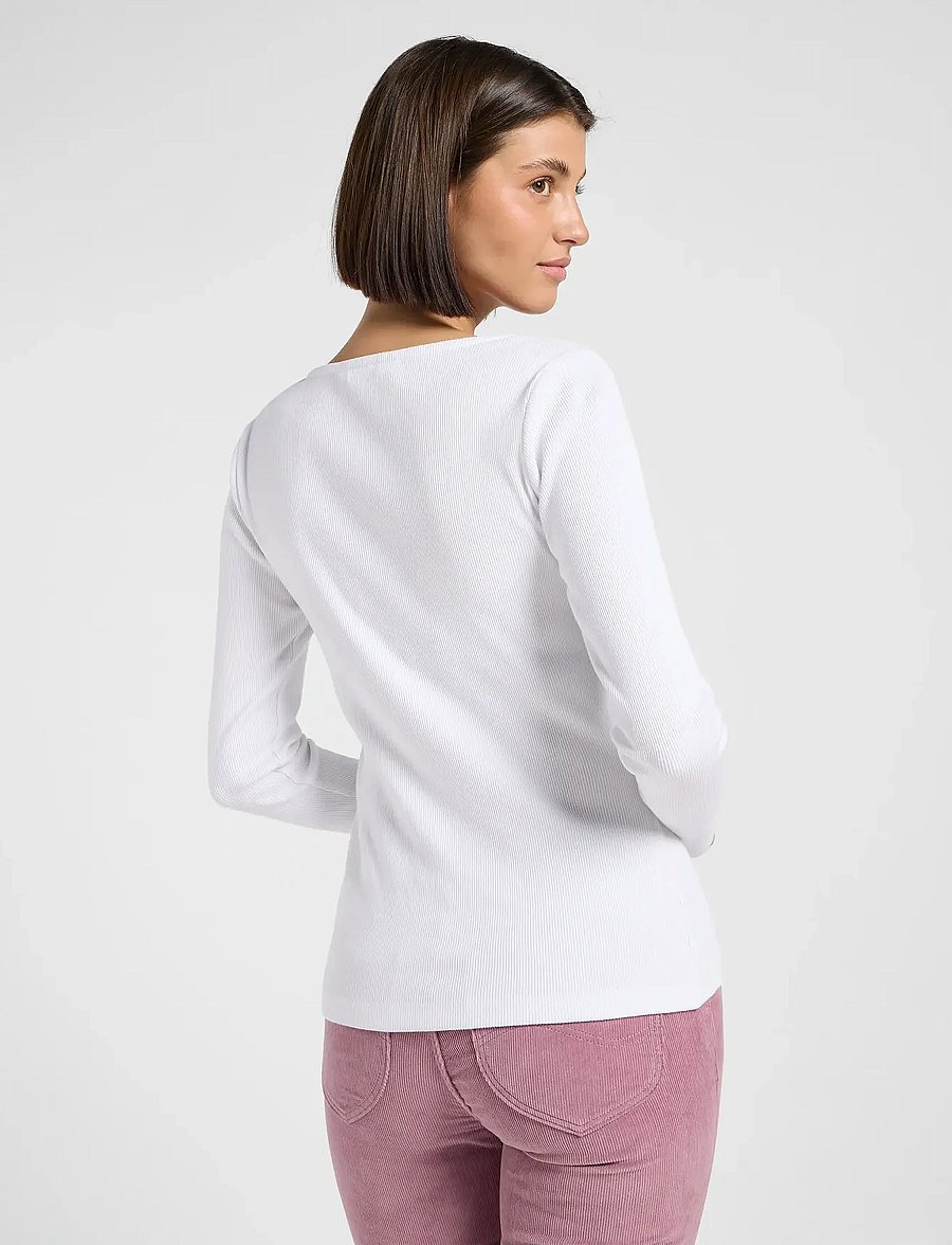 Lee Jeans - LS SQUARE NECK - langärmlige tops - bright white - 2