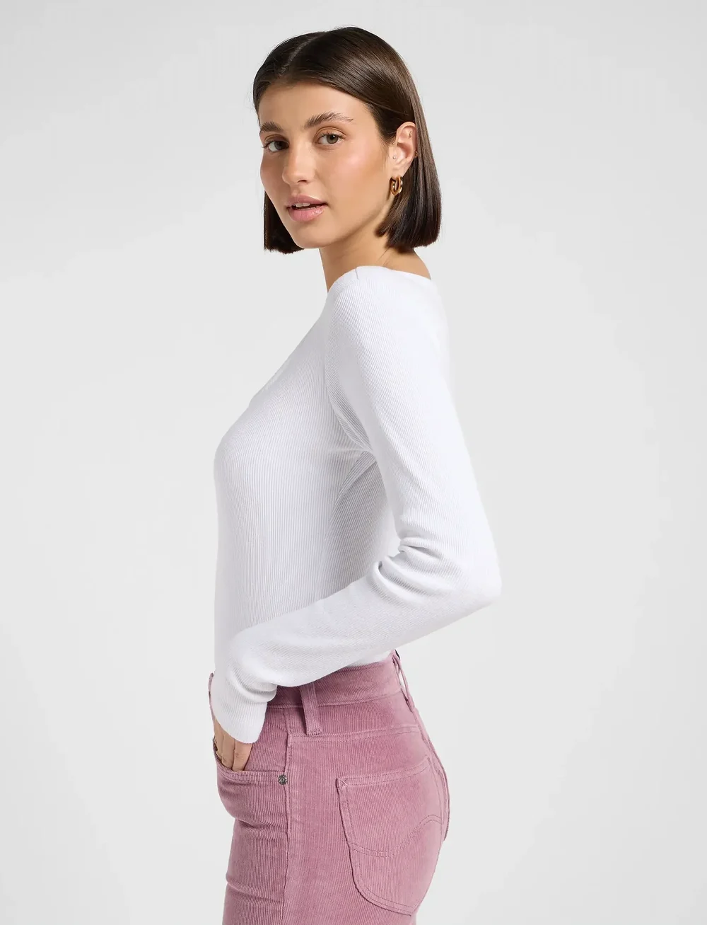 Lee Jeans - LS SQUARE NECK - topy z długimi rękawami - bright white - 4