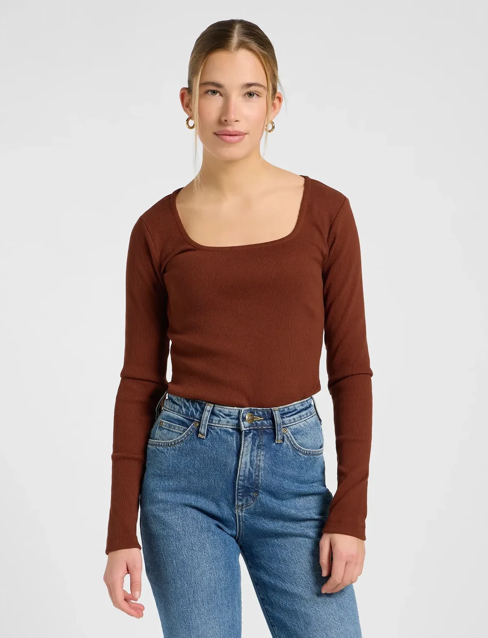 Lee Jeans - LS SQUARE NECK - langærmede toppe - luxe brown - 0